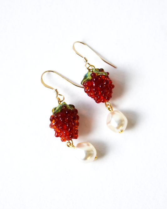 'Raspberries & Cream' Hook Earrings