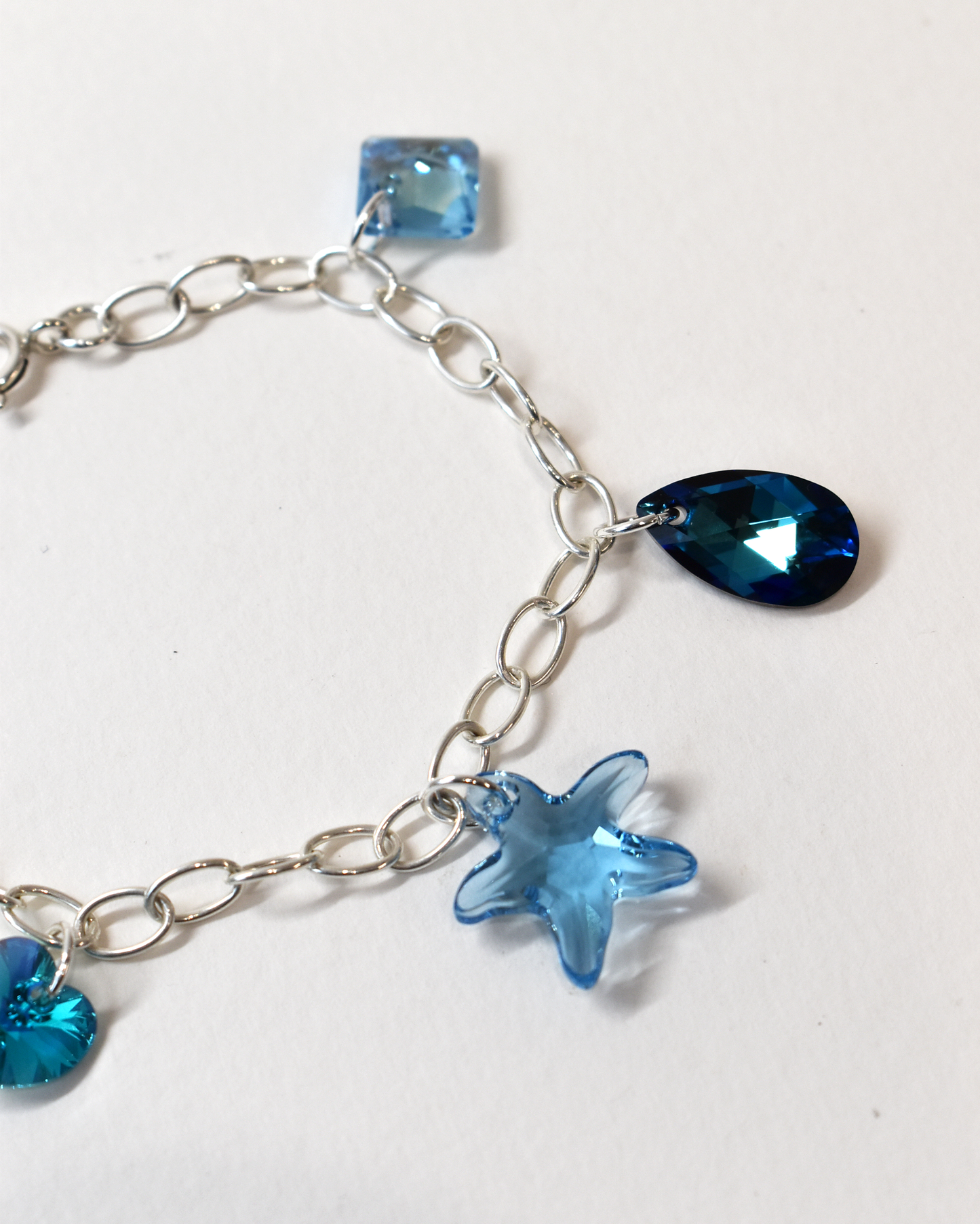 Soft Blue 'Coastal' Crystal Charm Bracelet