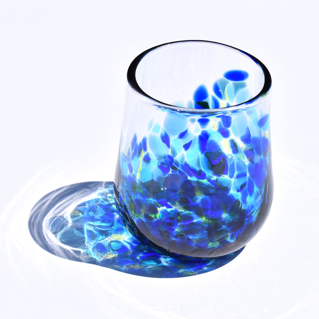 Aqua and Blue Spotty Tumbler - Corley Studio Shop