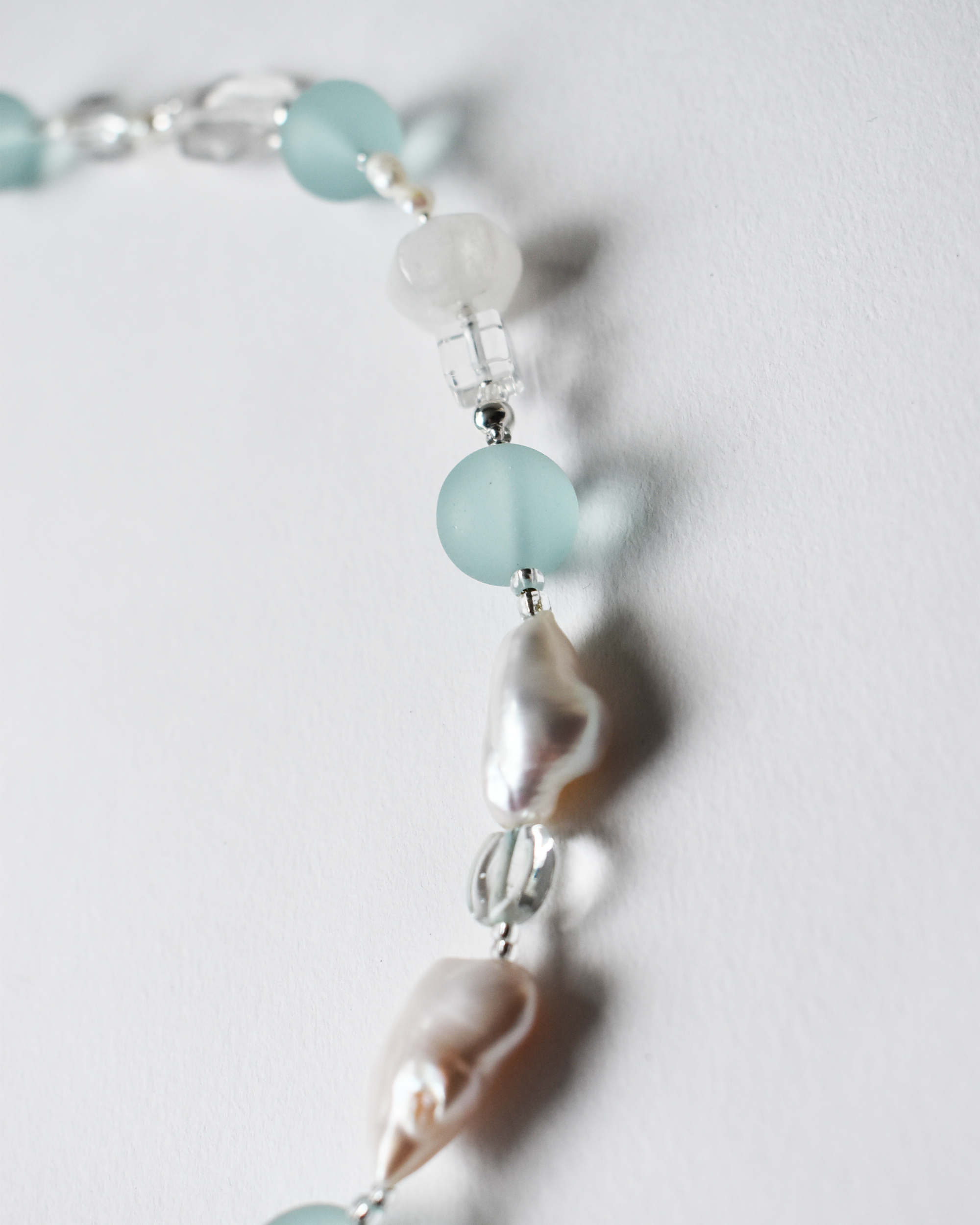 'Seafoam' Pale Blue Flower Toggle Necklace