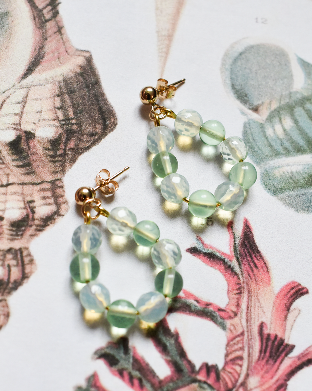 'Seafoam' Beaded Hoop Earrings