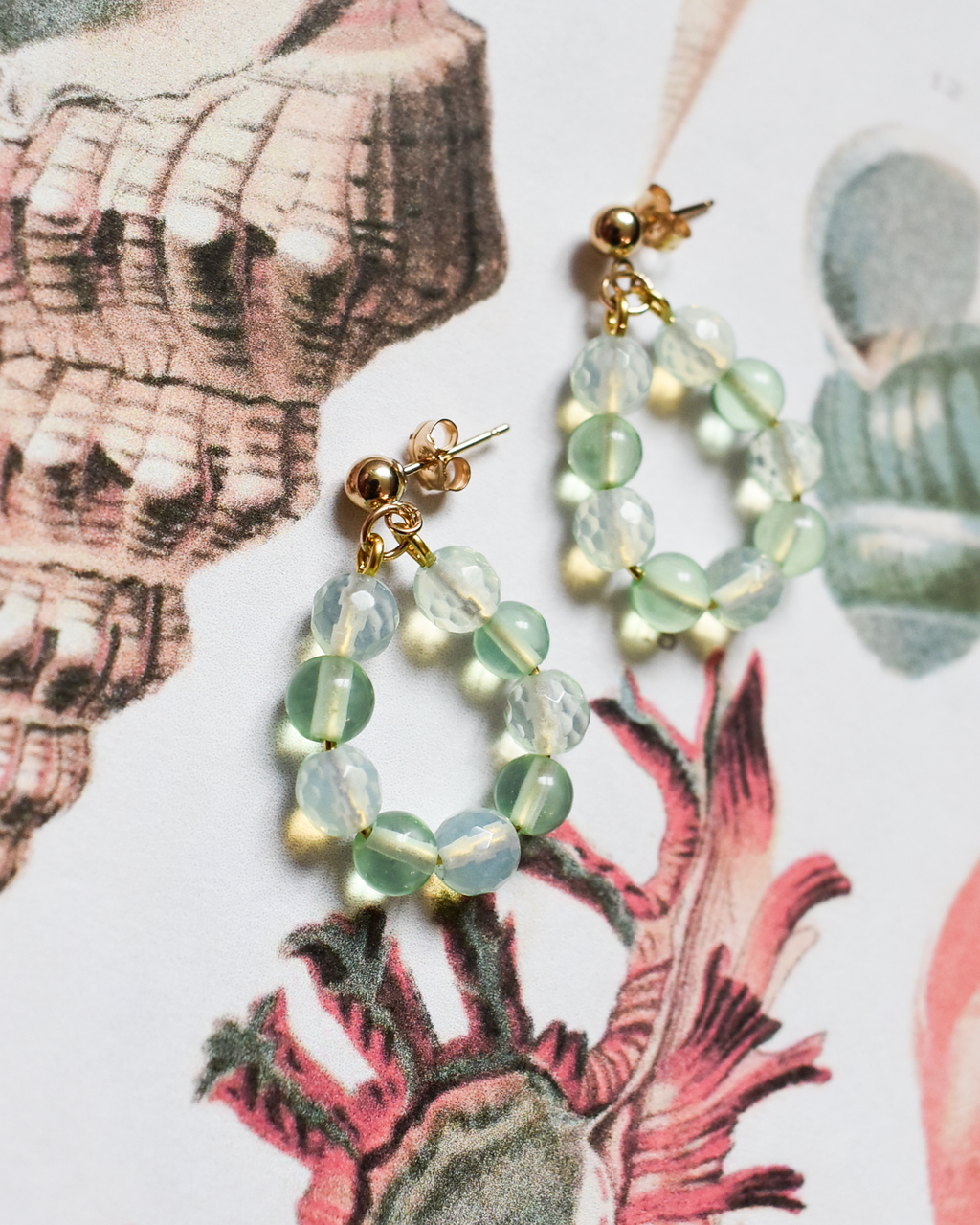 'Seafoam' Beaded Hoop Earrings