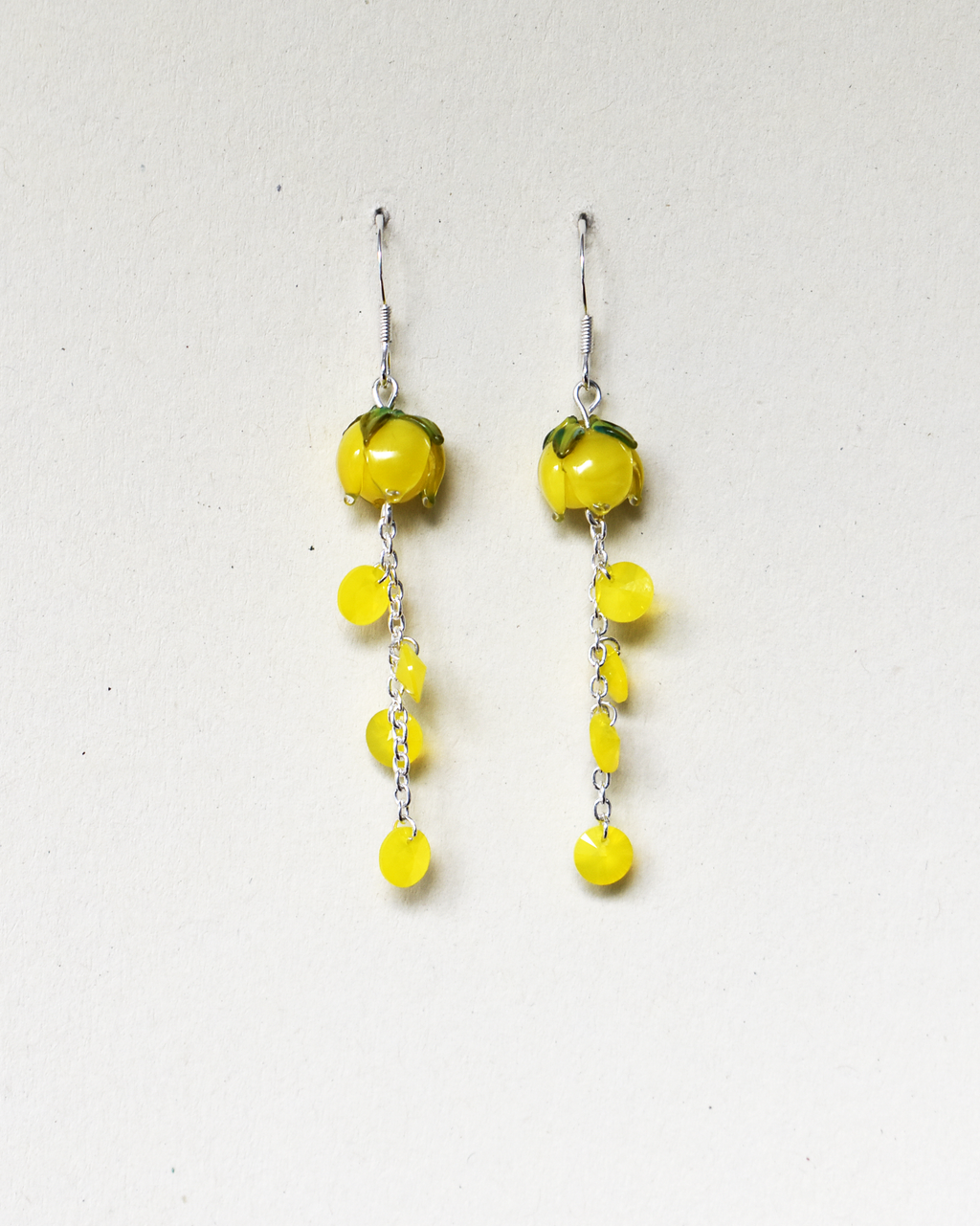 'Sunburst Yellow' Flower Bud Crystal Drop Earrings