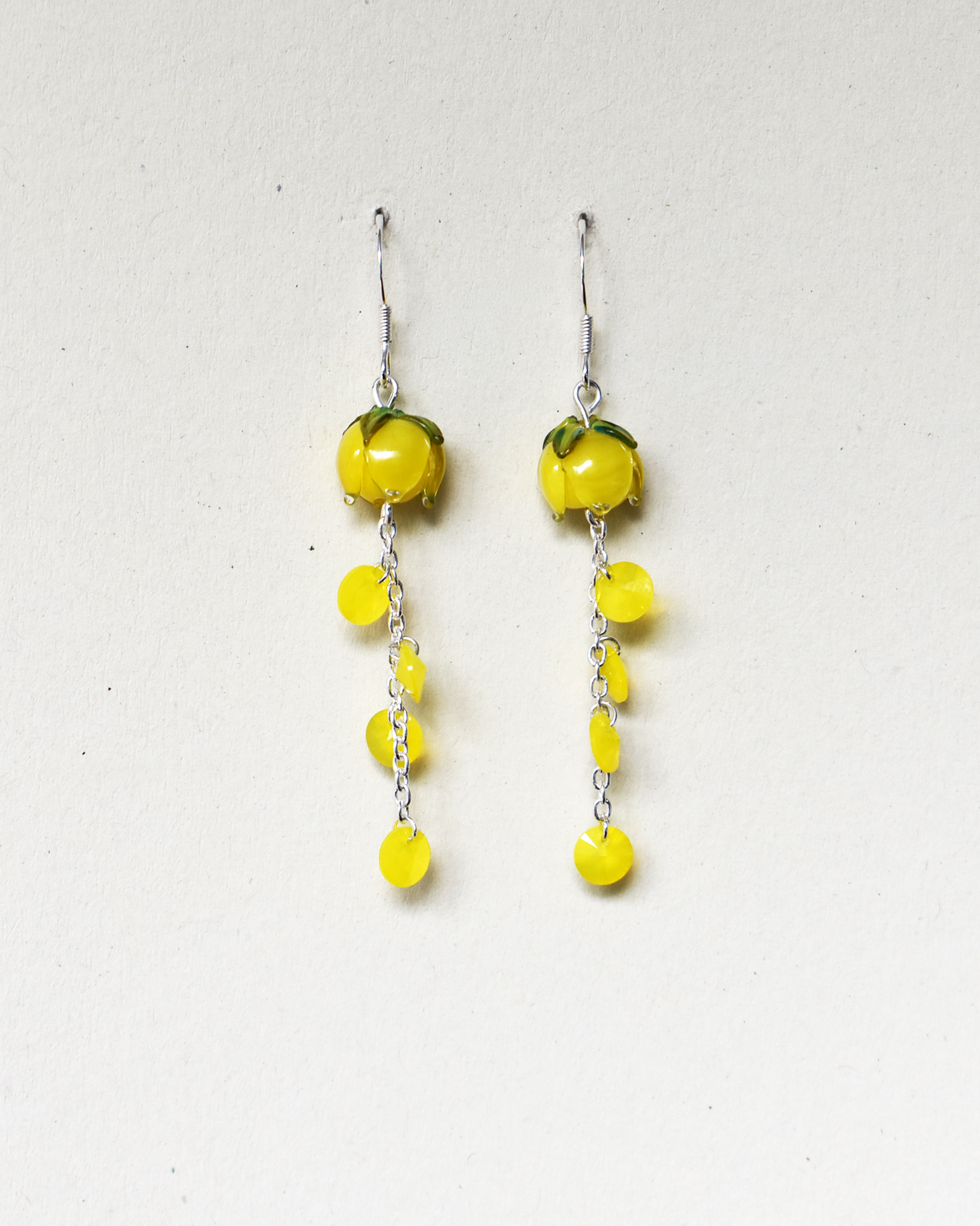 'Sunburst Yellow' Flower Bud Crystal Drop Earrings