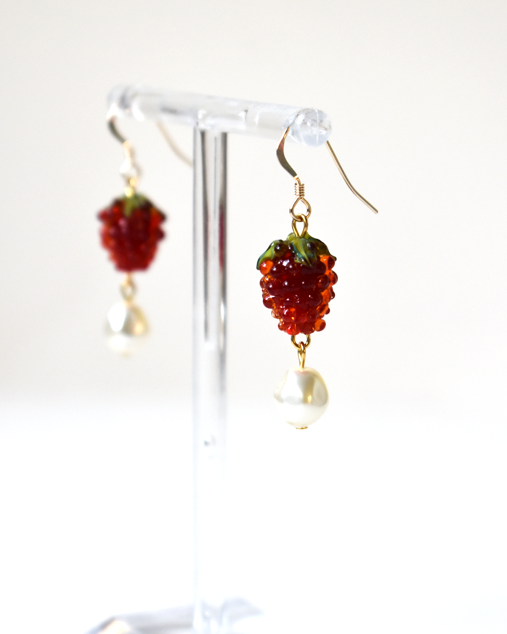 'Raspberries & Cream' Hook Earrings