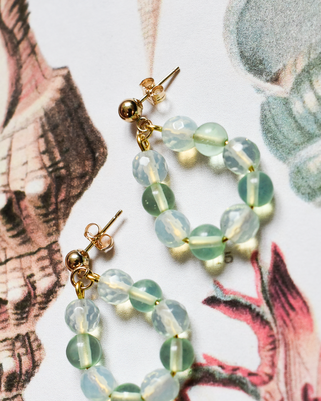 'Seafoam' Beaded Hoop Earrings