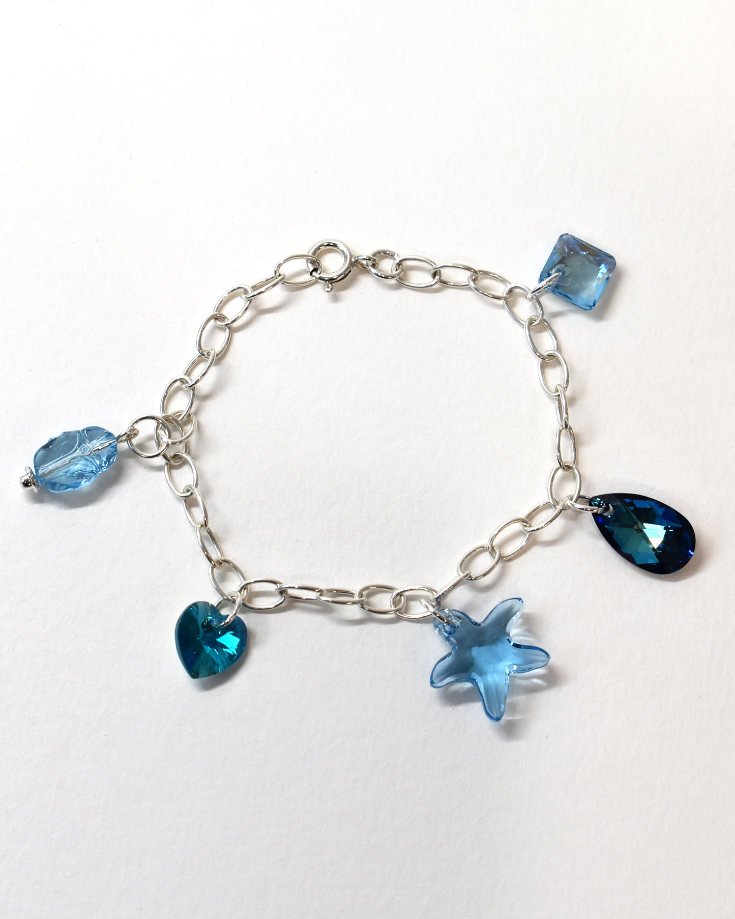 Soft Blue 'Coastal' Crystal Charm Bracelet