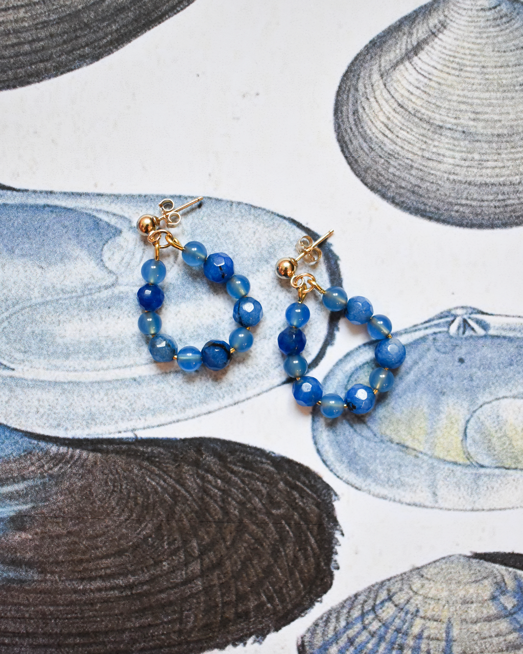 'Cobalt' Beaded Hoop Earrings