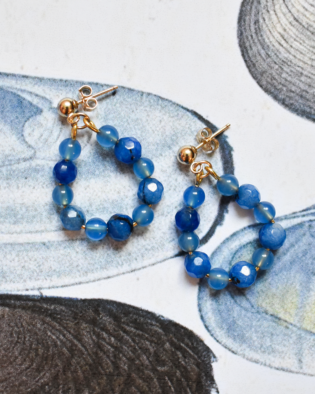 'Cobalt' Beaded Hoop Earrings