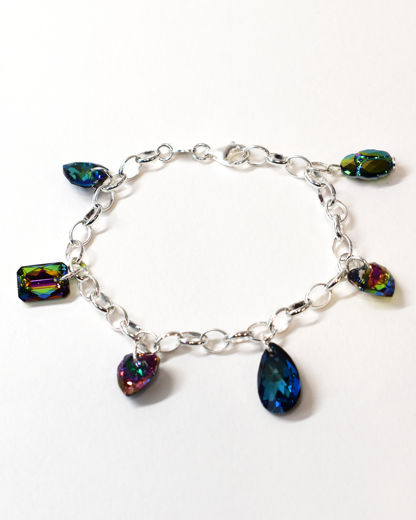 Colourful & Iridescent Crystal Charm Bracelet