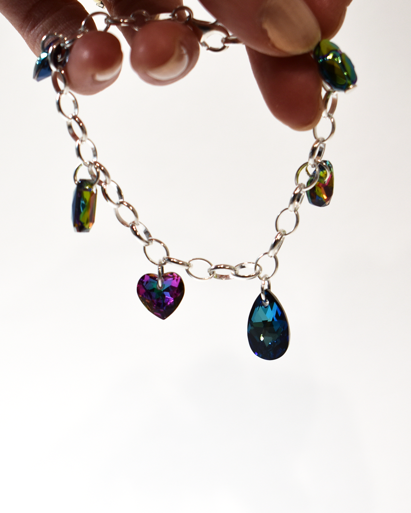 Colourful & Iridescent Crystal Charm Bracelet