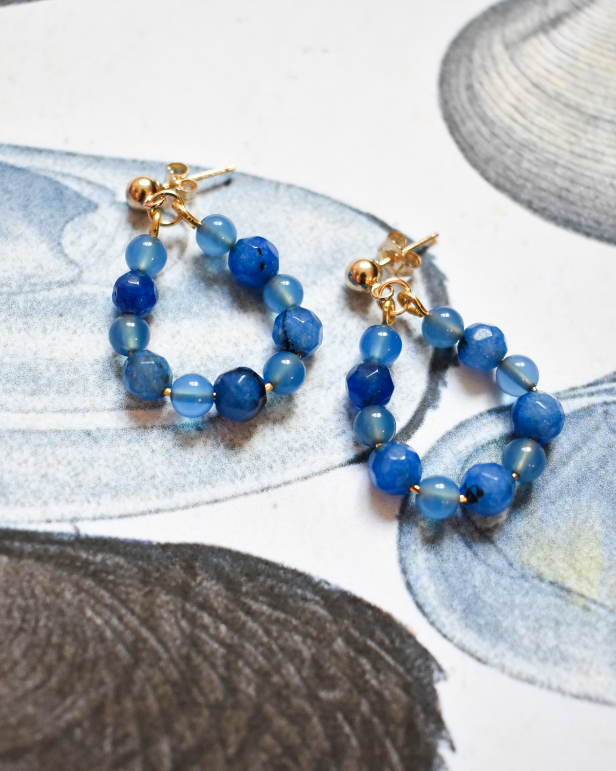 'Cobalt' Beaded Hoop Earrings