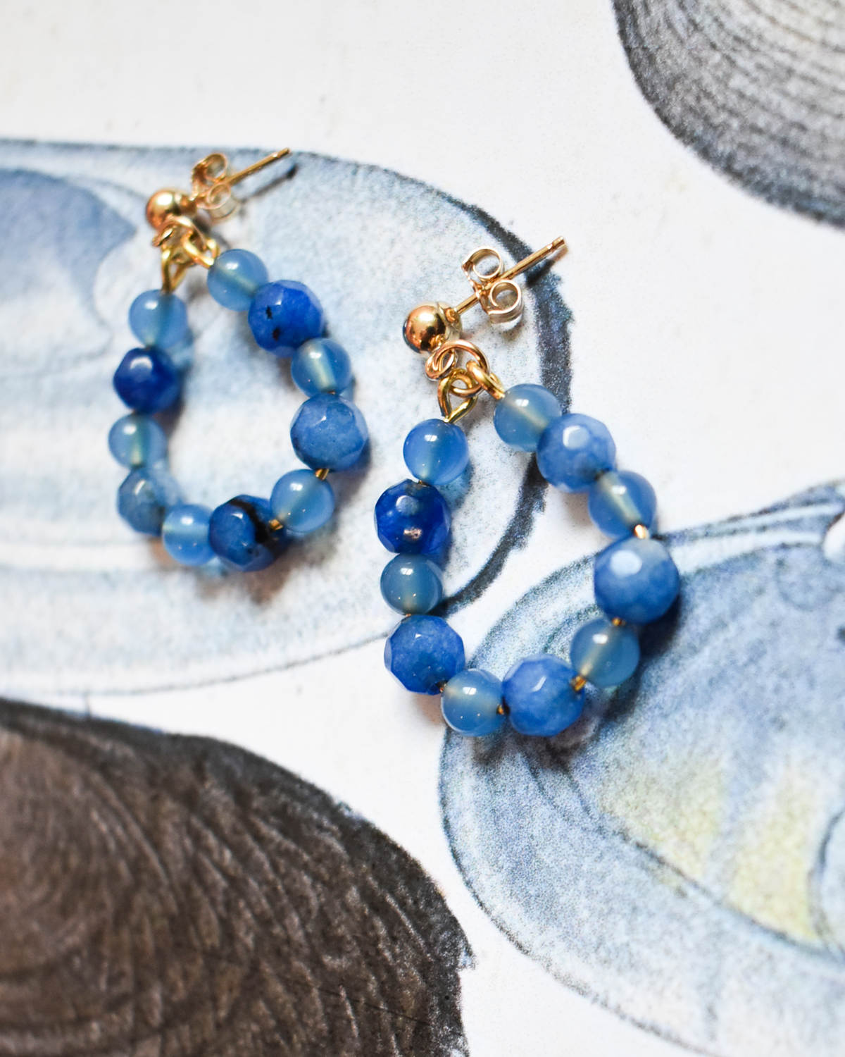 'Cobalt' Beaded Hoop Earrings