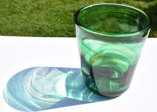 Load image into Gallery viewer, contemporary_mouthblown_glass_green_amber_streaky_vase
