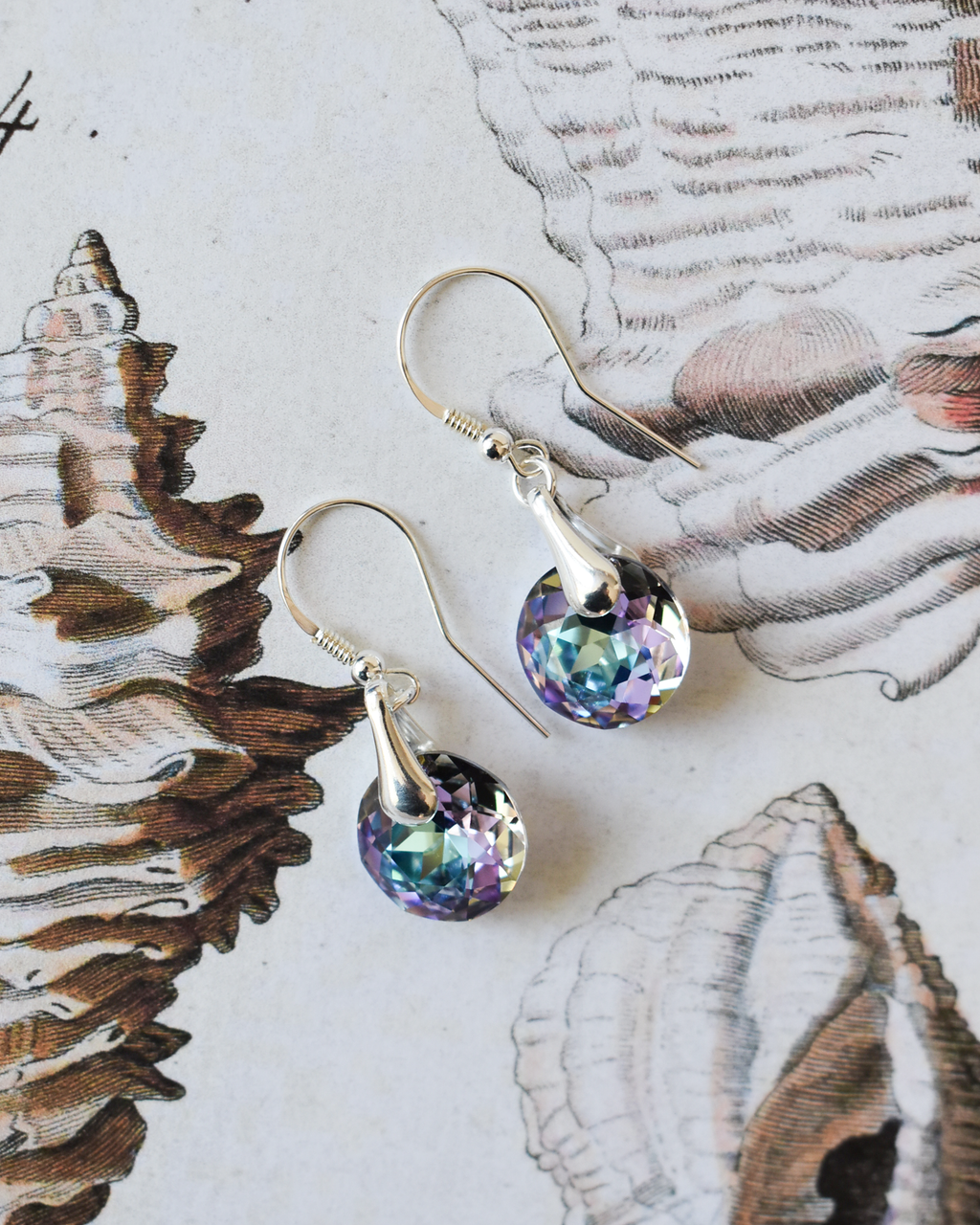 'Vitrail Purple' Round Crystal Earrings
