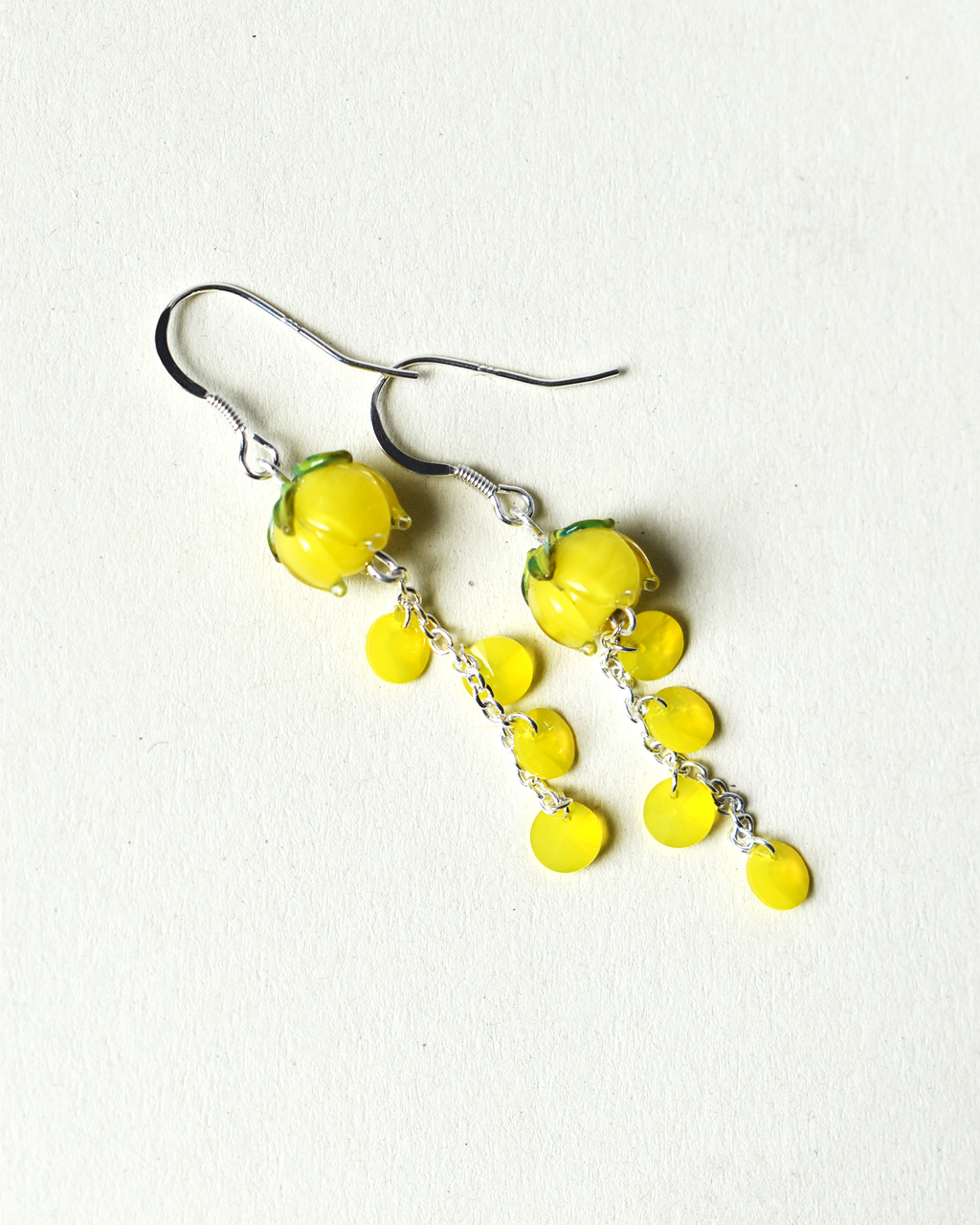 'Sunburst Yellow' Flower Bud Crystal Drop Earrings