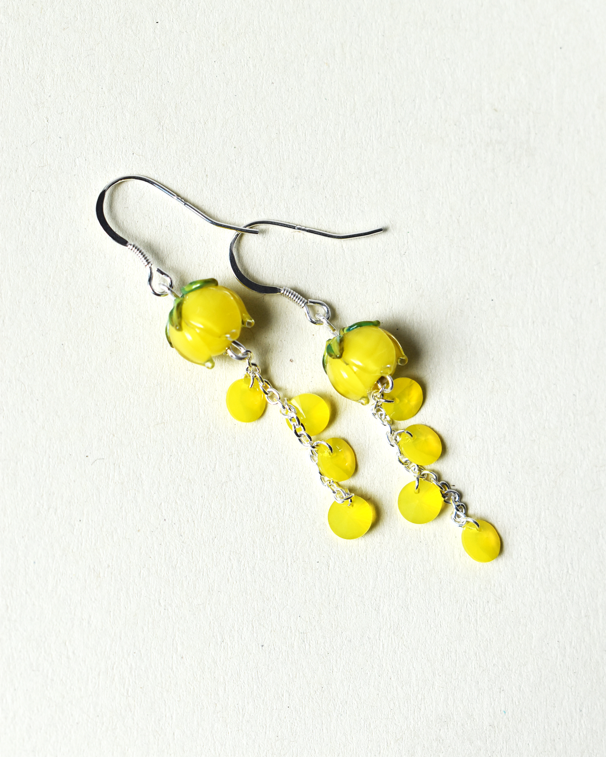 'Sunburst Yellow' Flower Bud Crystal Drop Earrings