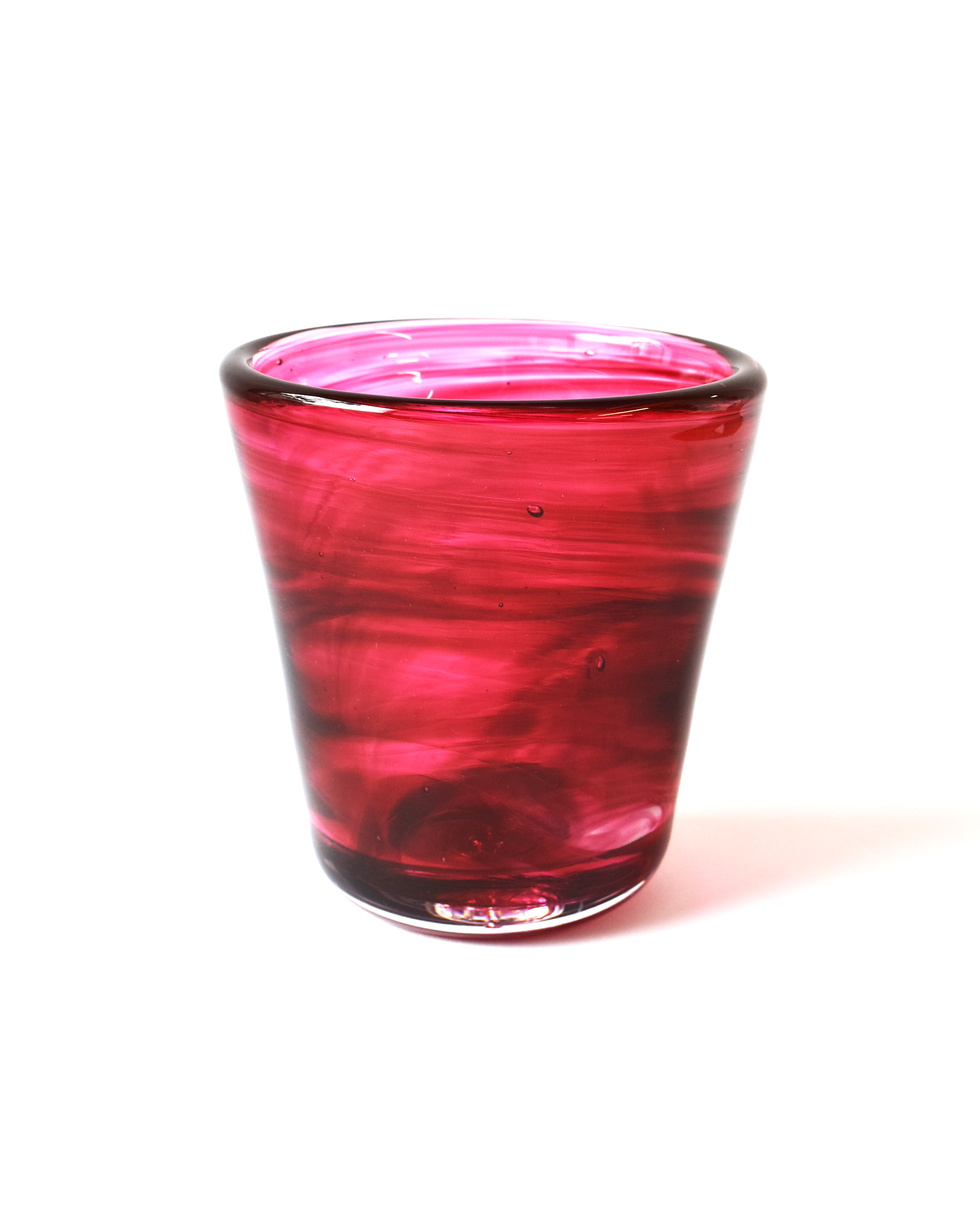 Vibrant Pink Blown Glass Bucket Vase