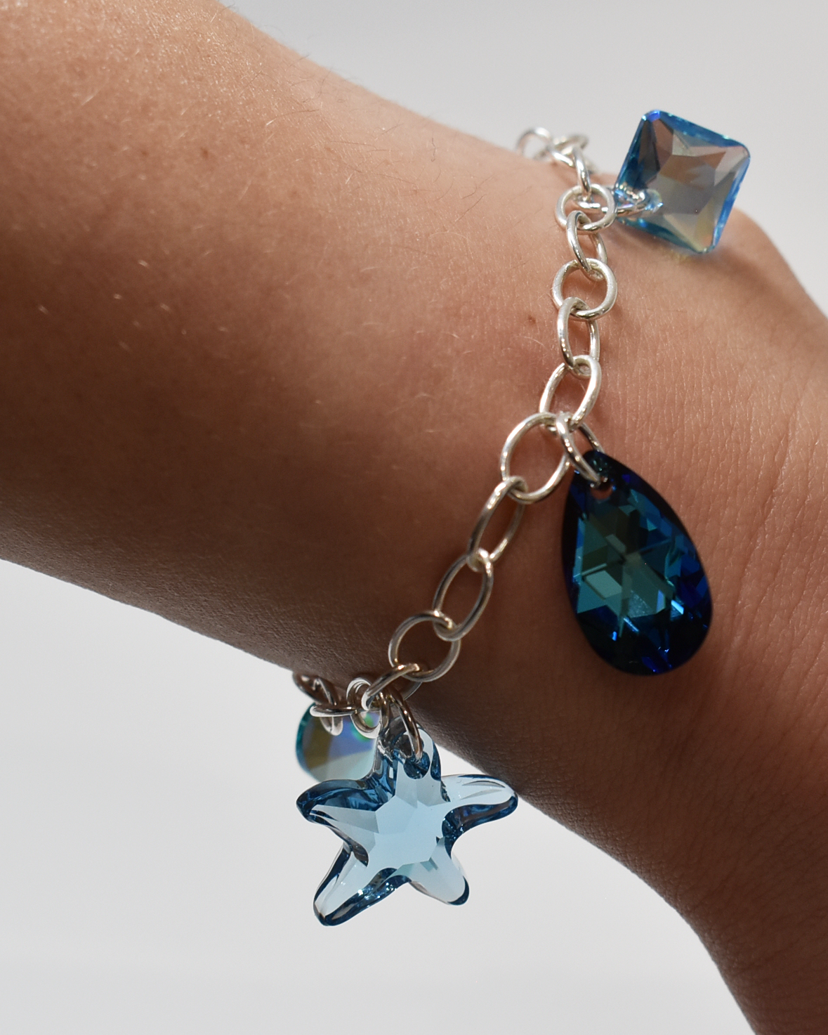 Soft Blue 'Coastal' Crystal Charm Bracelet