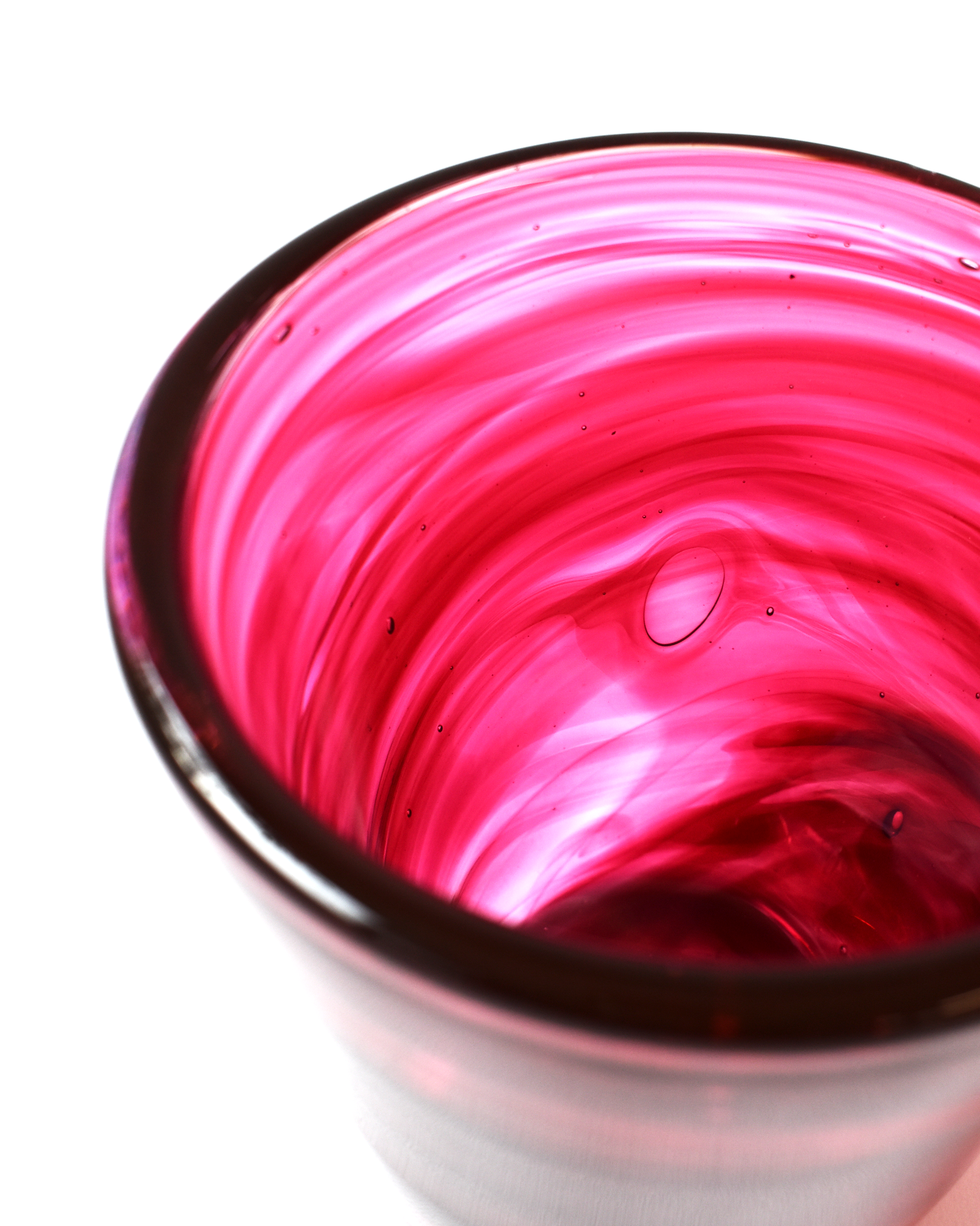 Vibrant Pink Blown Glass Bucket Vase