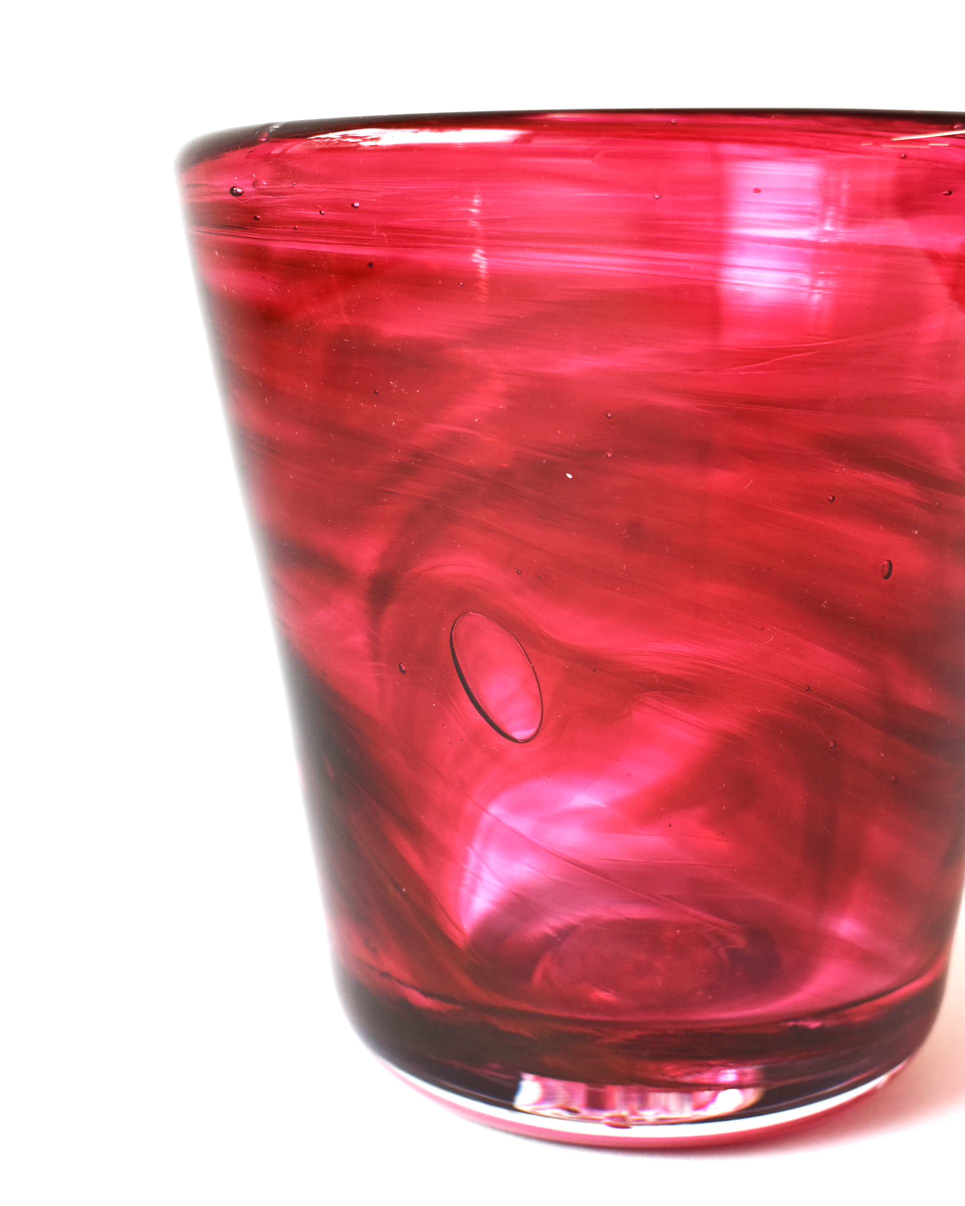 Vibrant Pink Blown Glass Bucket Vase
