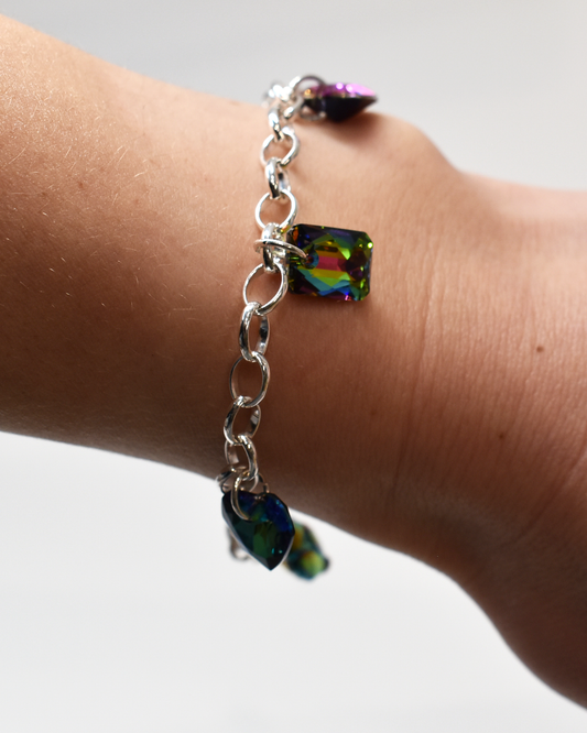 Colourful & Iridescent Crystal Charm Bracelet