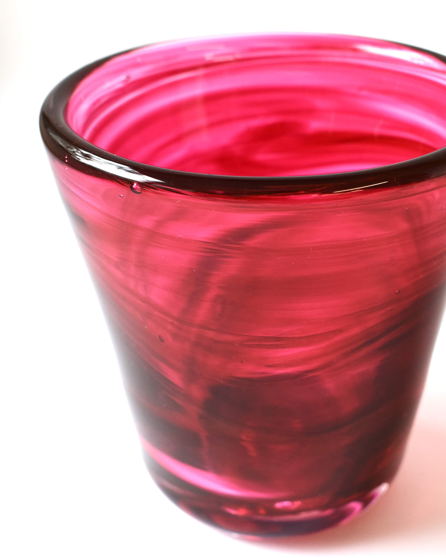 Vibrant Pink Blown Glass Bucket Vase