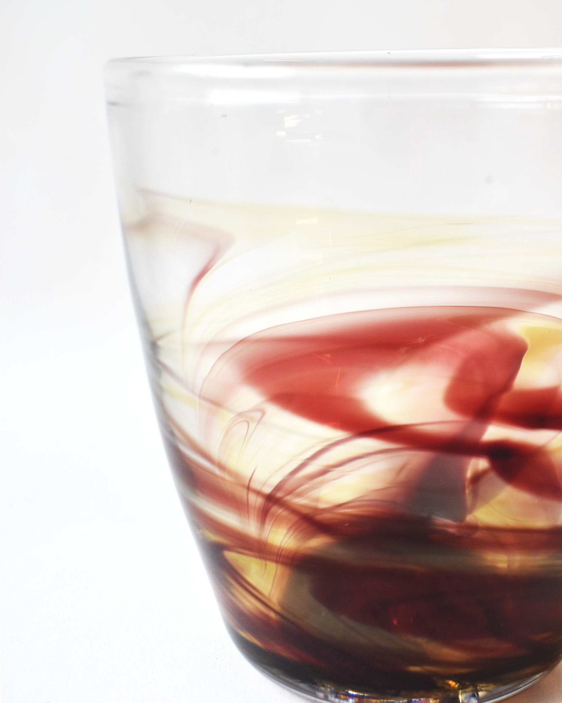 Ember Swirl Blown Glass Bucket Vase