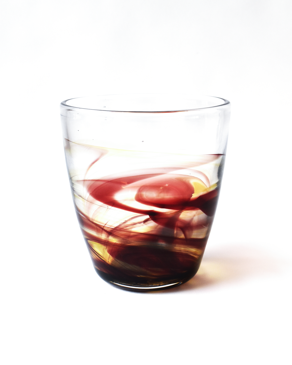 Ember Swirl Blown Glass Bucket Vase