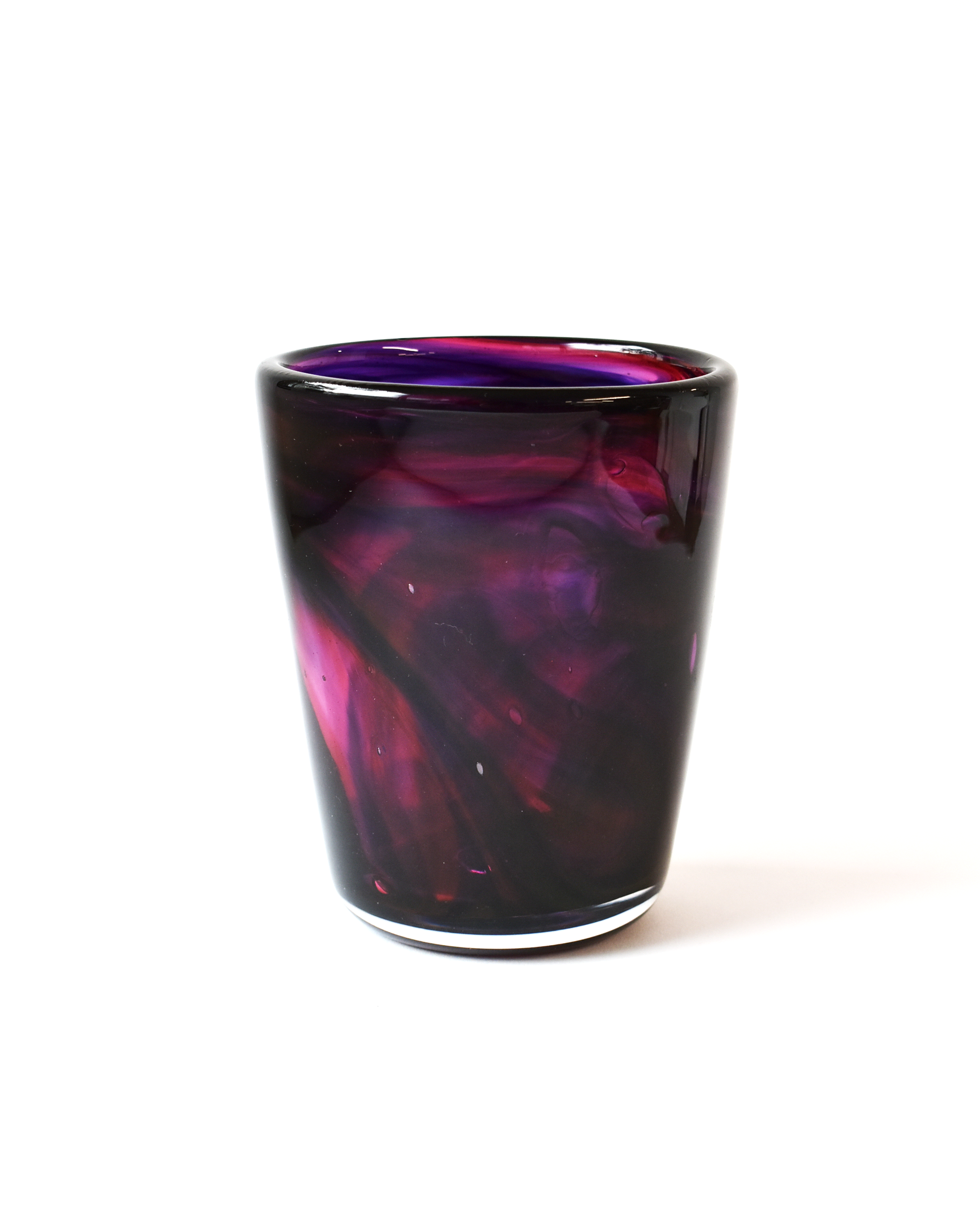 Rich Purple & Pink Blown Glass Bucket Vase