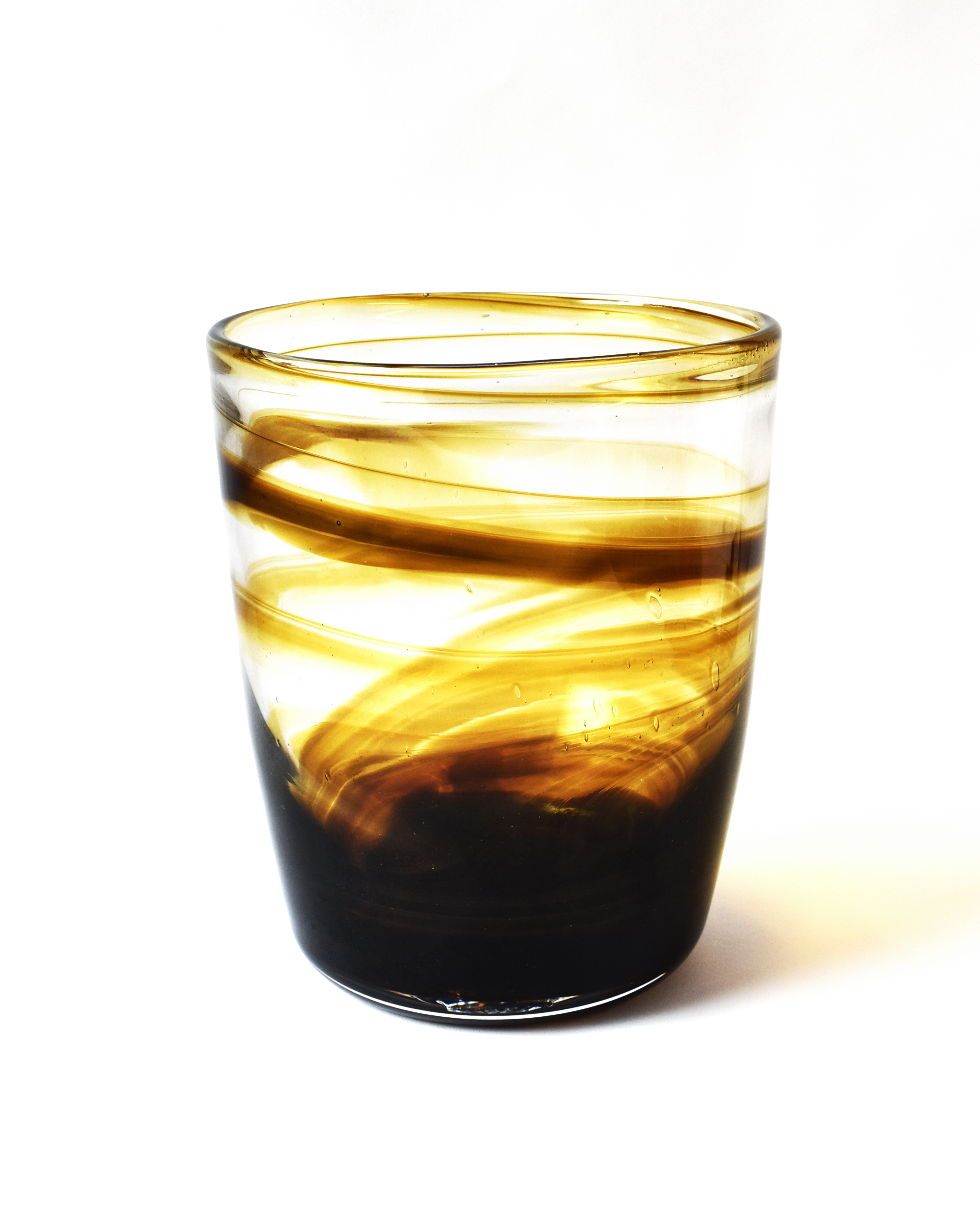 Golden Brown Blown Glass Bucket Vase