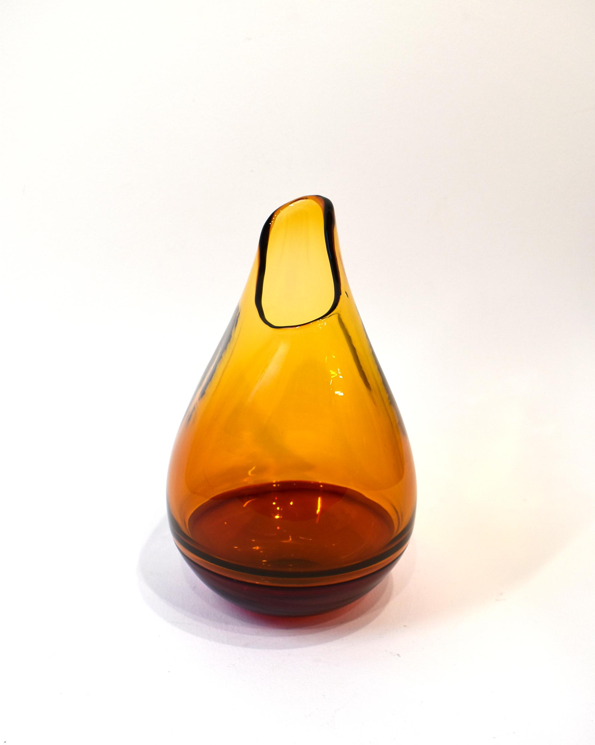 Handblown Two-Tone Amber Asymmetric Glass Vase