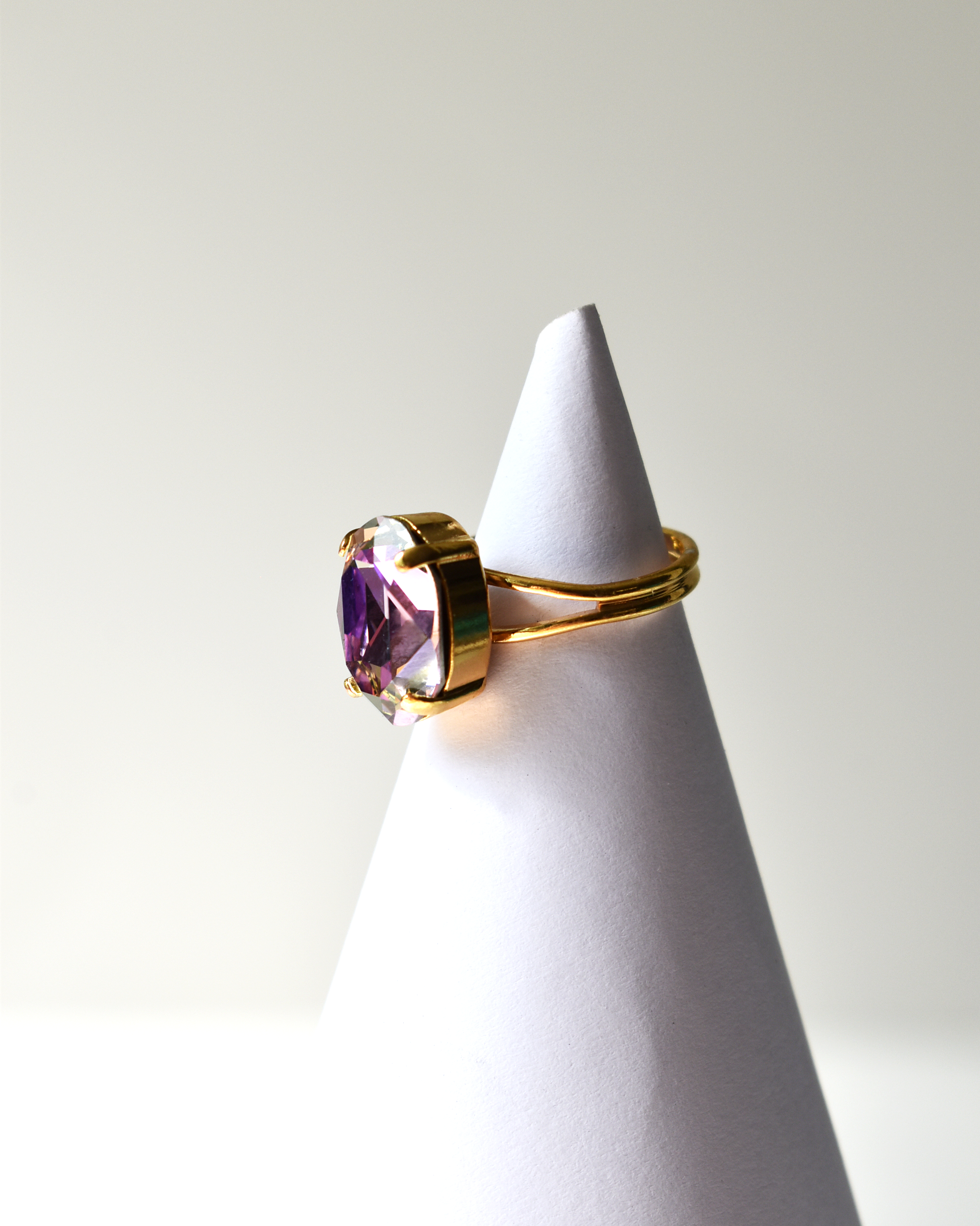 Smokey Purple Oval Crystal Cocktail Ring