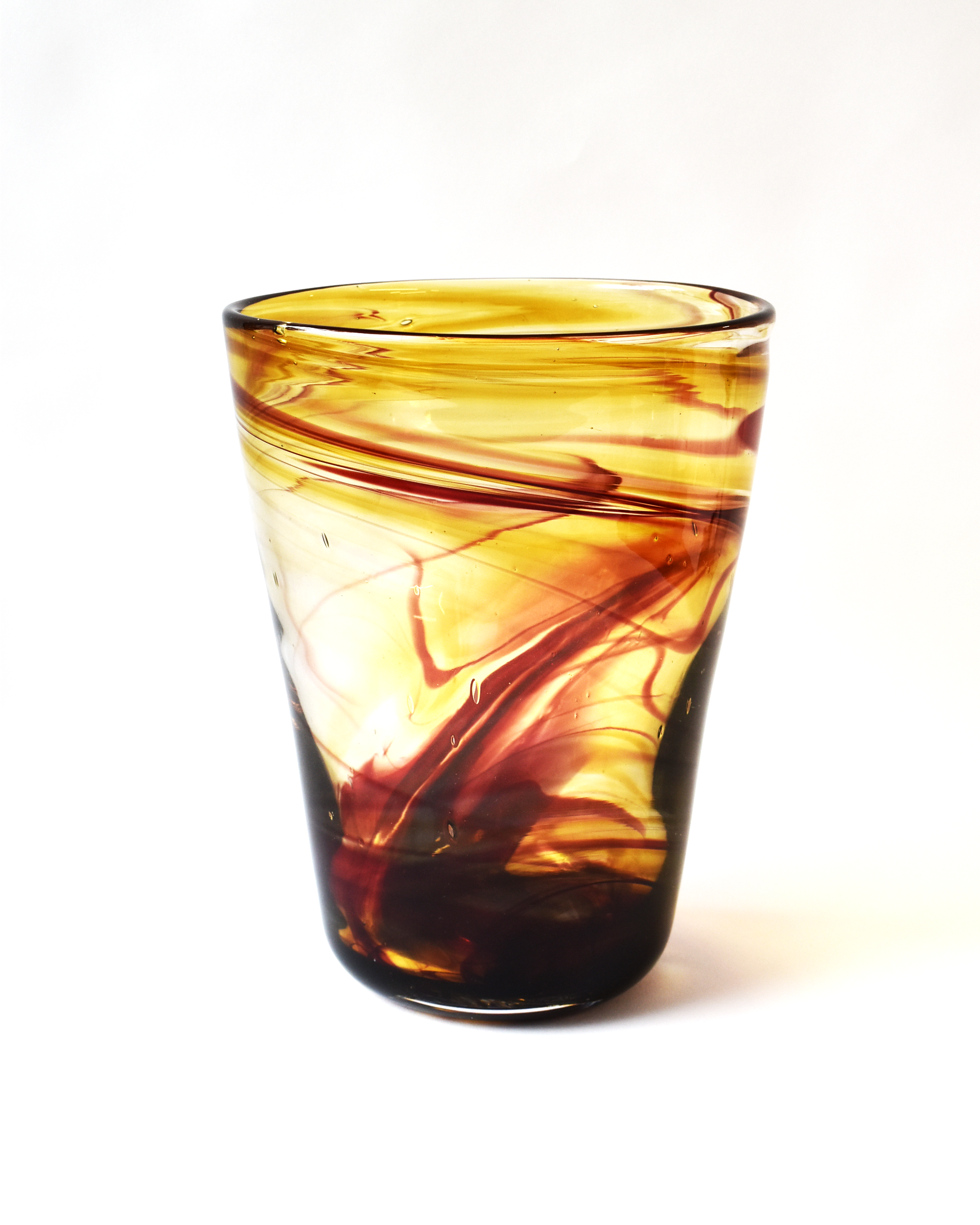 Autumn Glow Blown Glass Bucket Vase