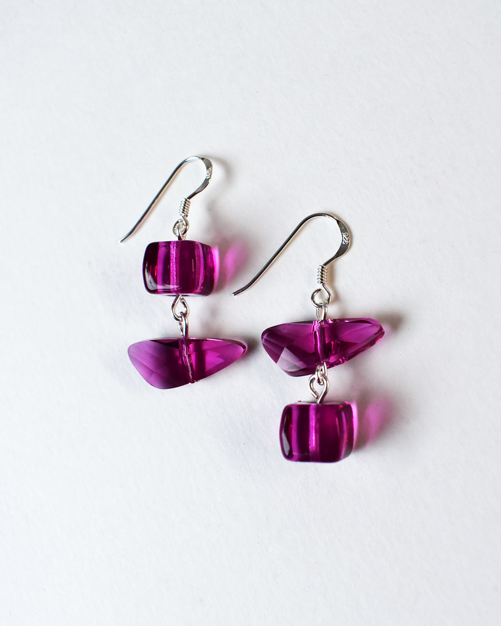 Vibrant Pink Crystal Drop Earrings