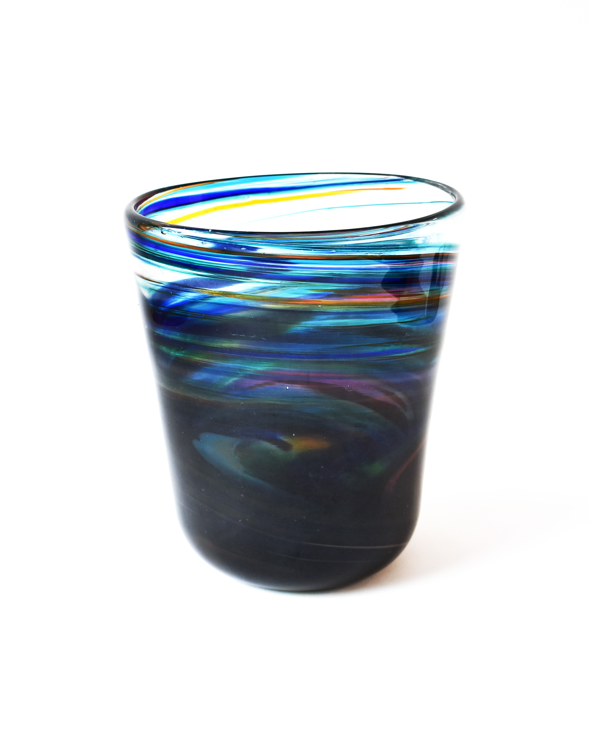 Blue Cascade Blown Glass Bucket Vase