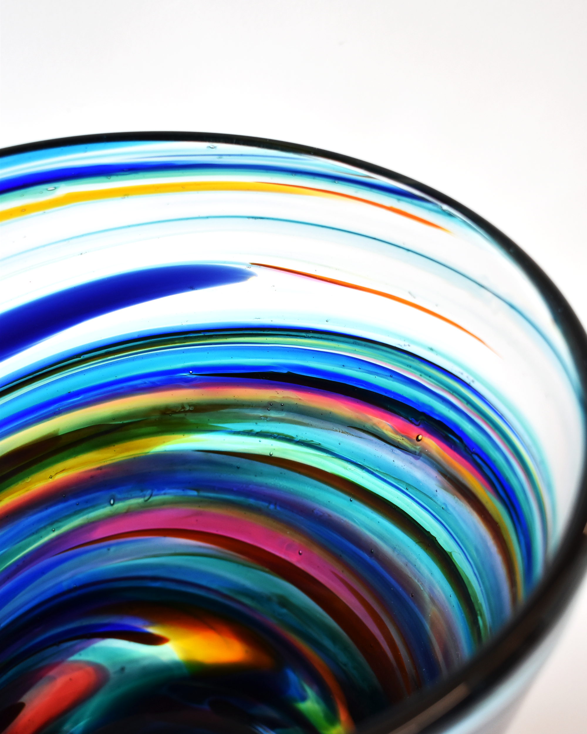 Blue Cascade Blown Glass Bucket Vase