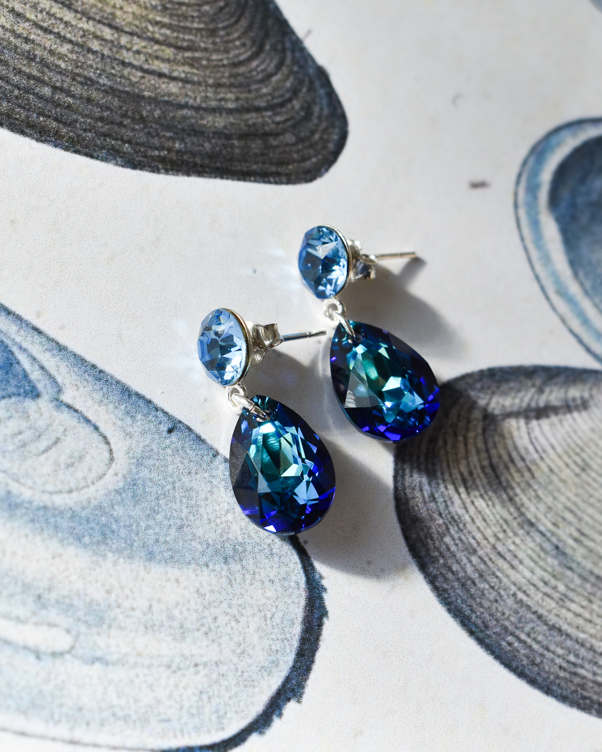 'Bermuda Blue' Teardrop Crystal Drop Earrings