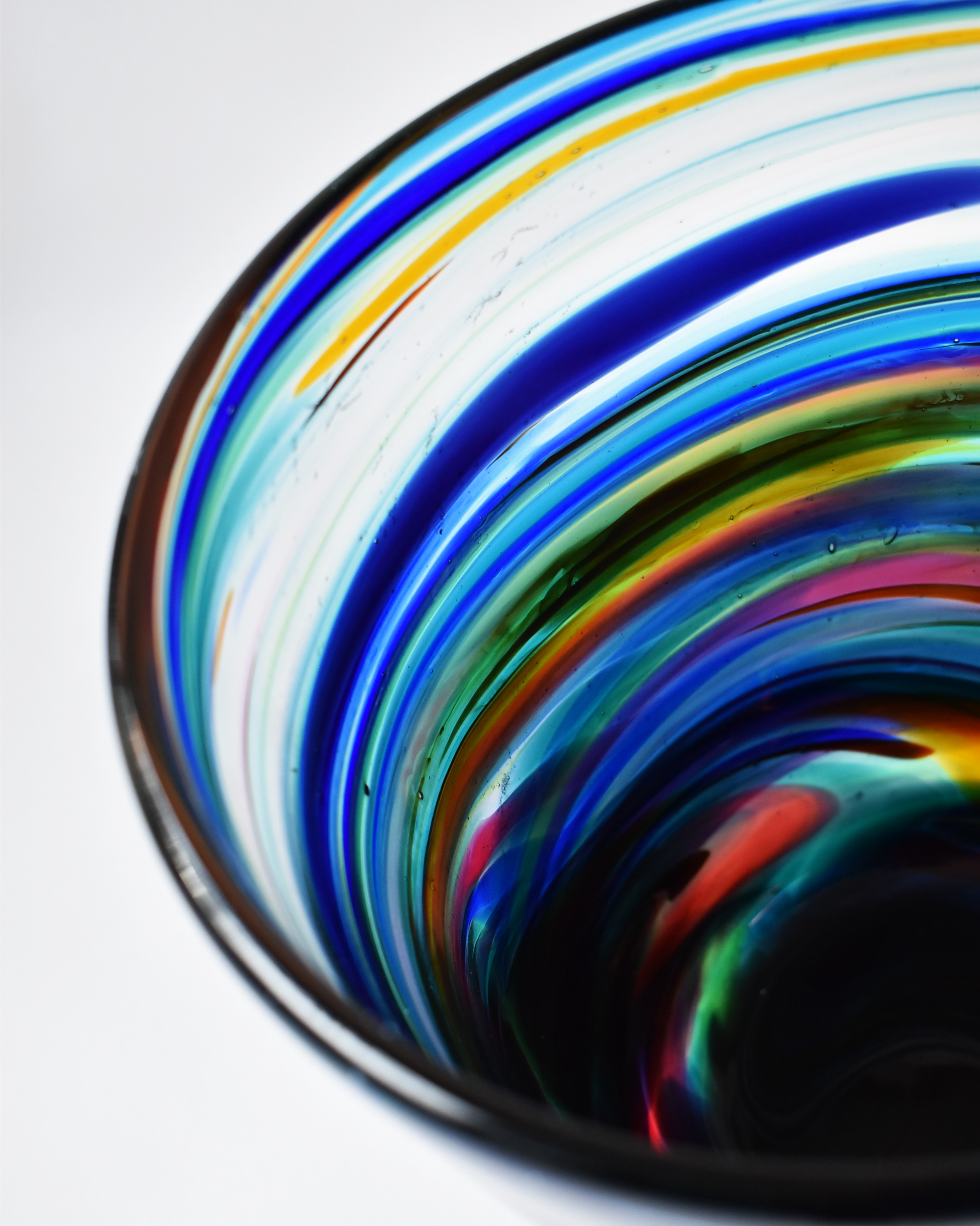 Blue Cascade Blown Glass Bucket Vase