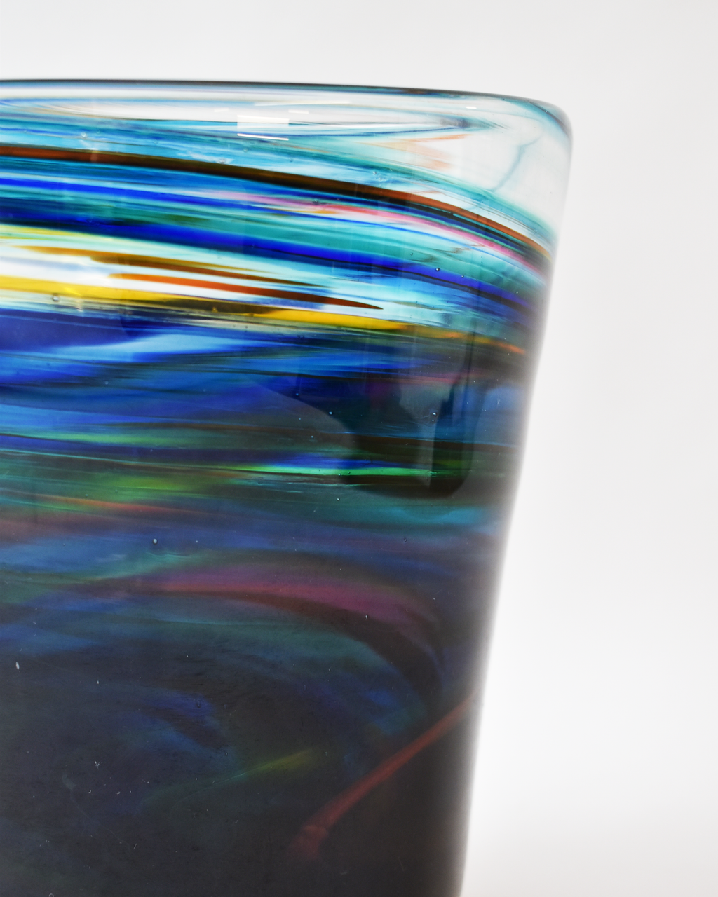 Blue Cascade Blown Glass Bucket Vase