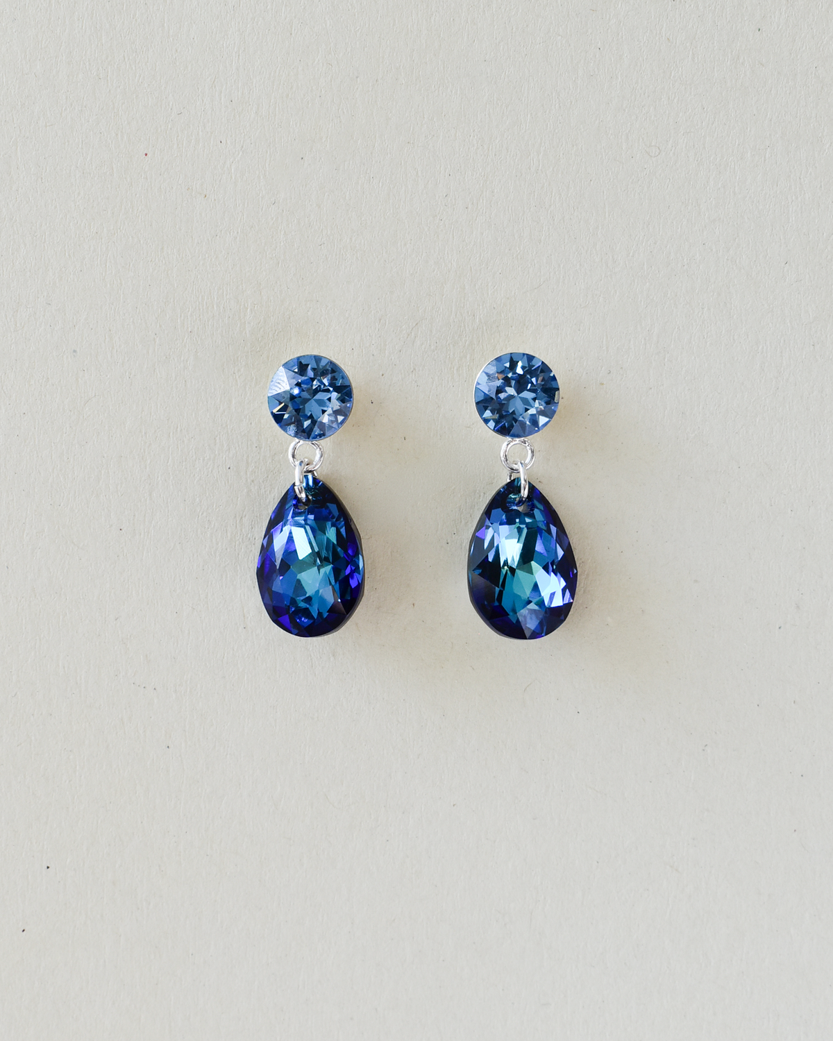 'Bermuda Blue' Teardrop Crystal Drop Earrings