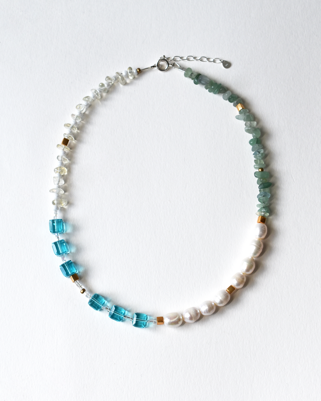 Beaded Pearl Cube Fusion Necklace