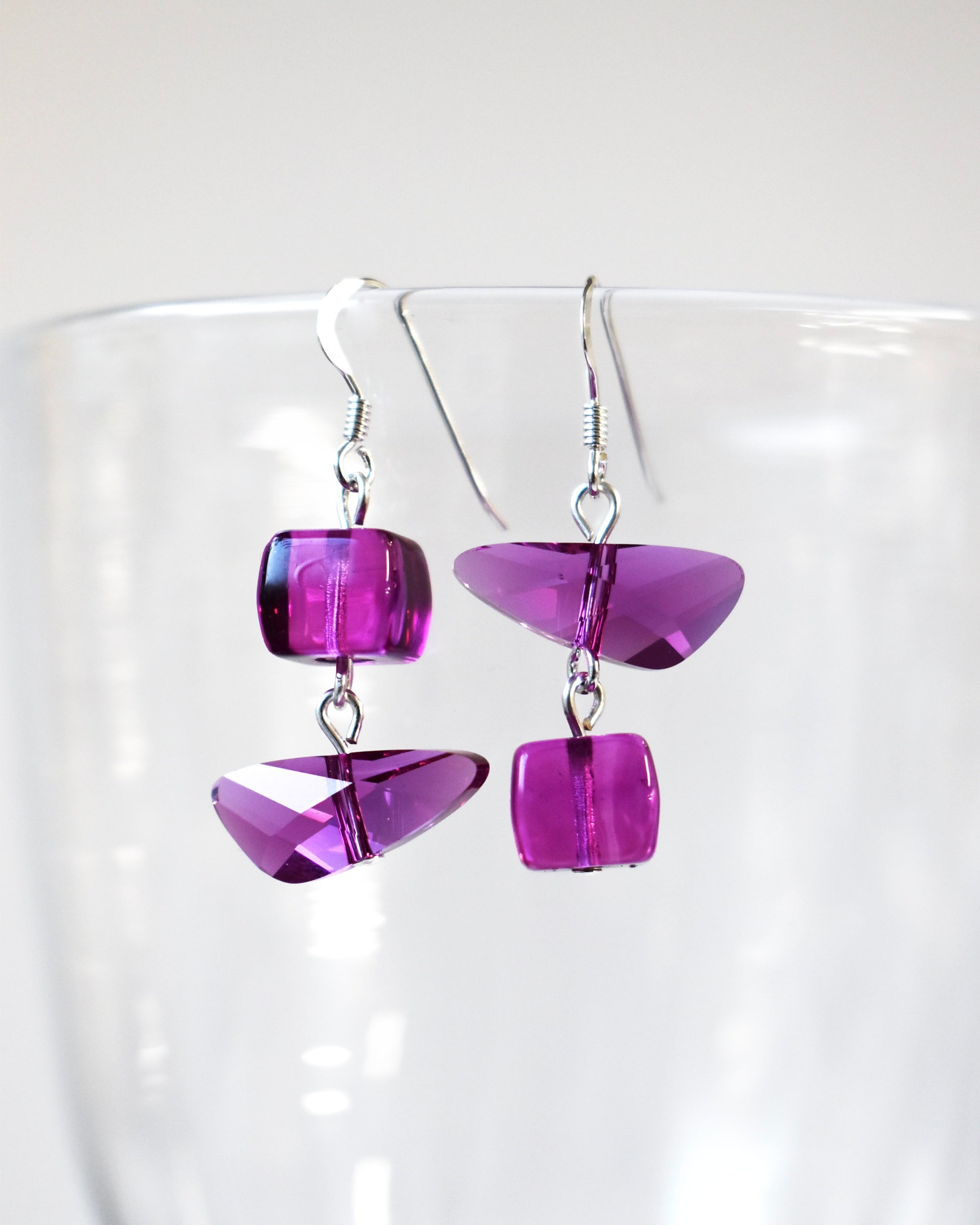 Vibrant Pink Crystal Drop Earrings