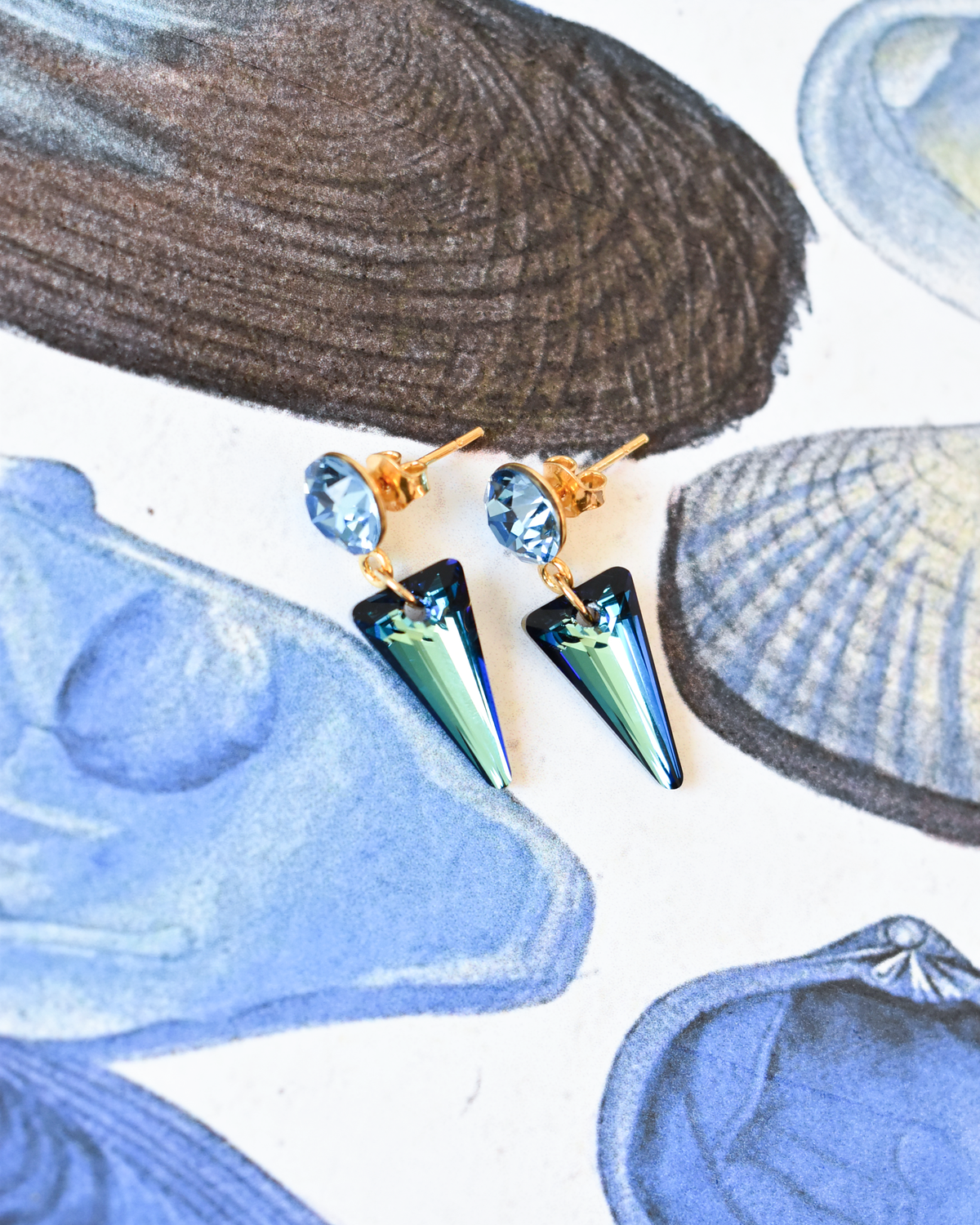'Bermuda Blue' Spike Crystal Earrings