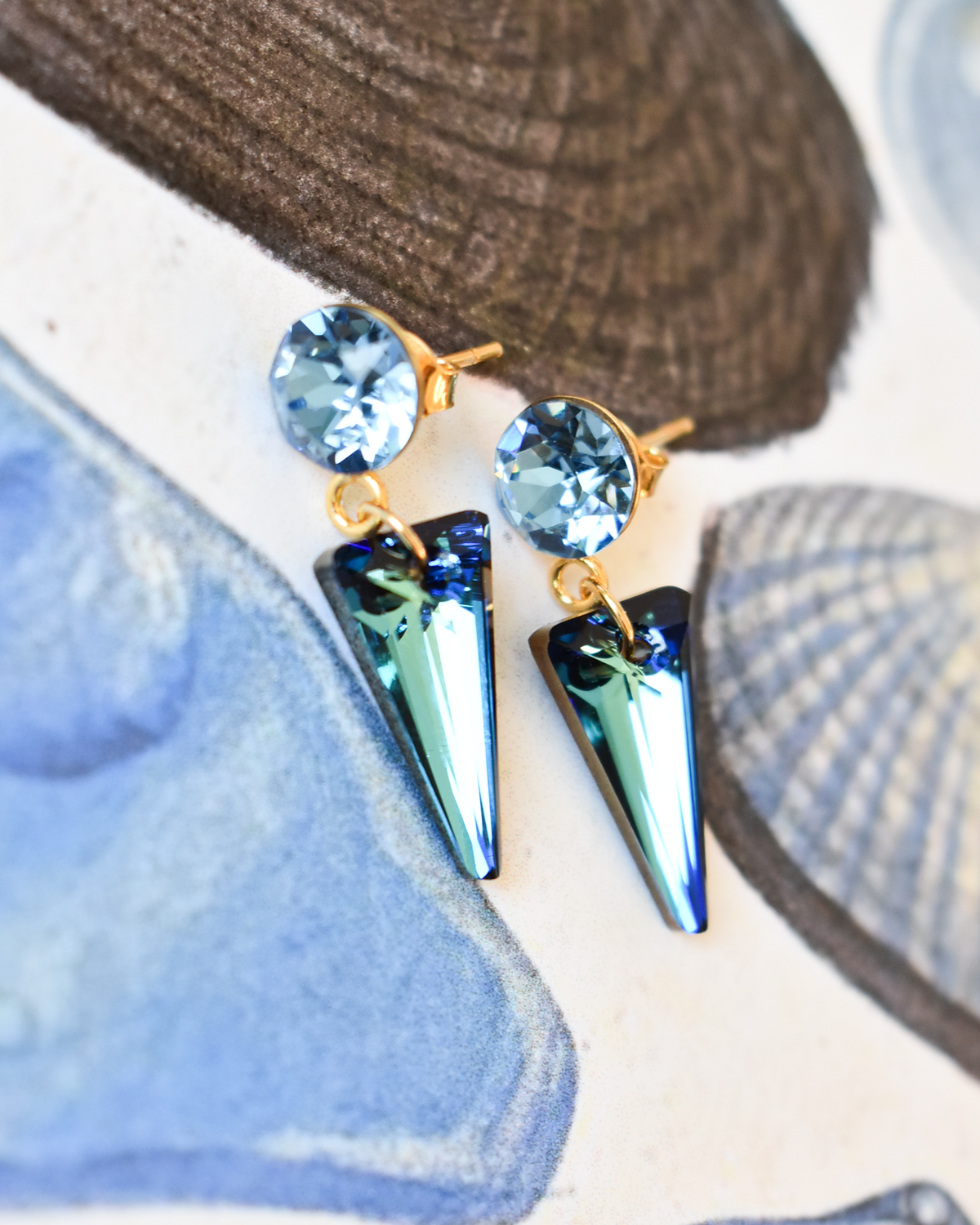 'Bermuda Blue' Spike Crystal Earrings