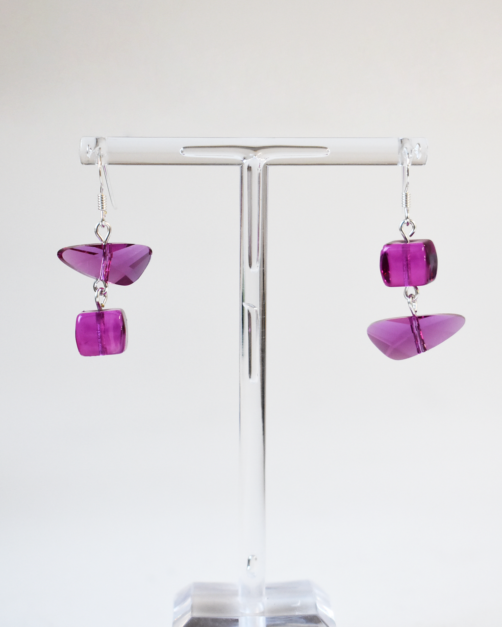 Vibrant Pink Crystal Drop Earrings