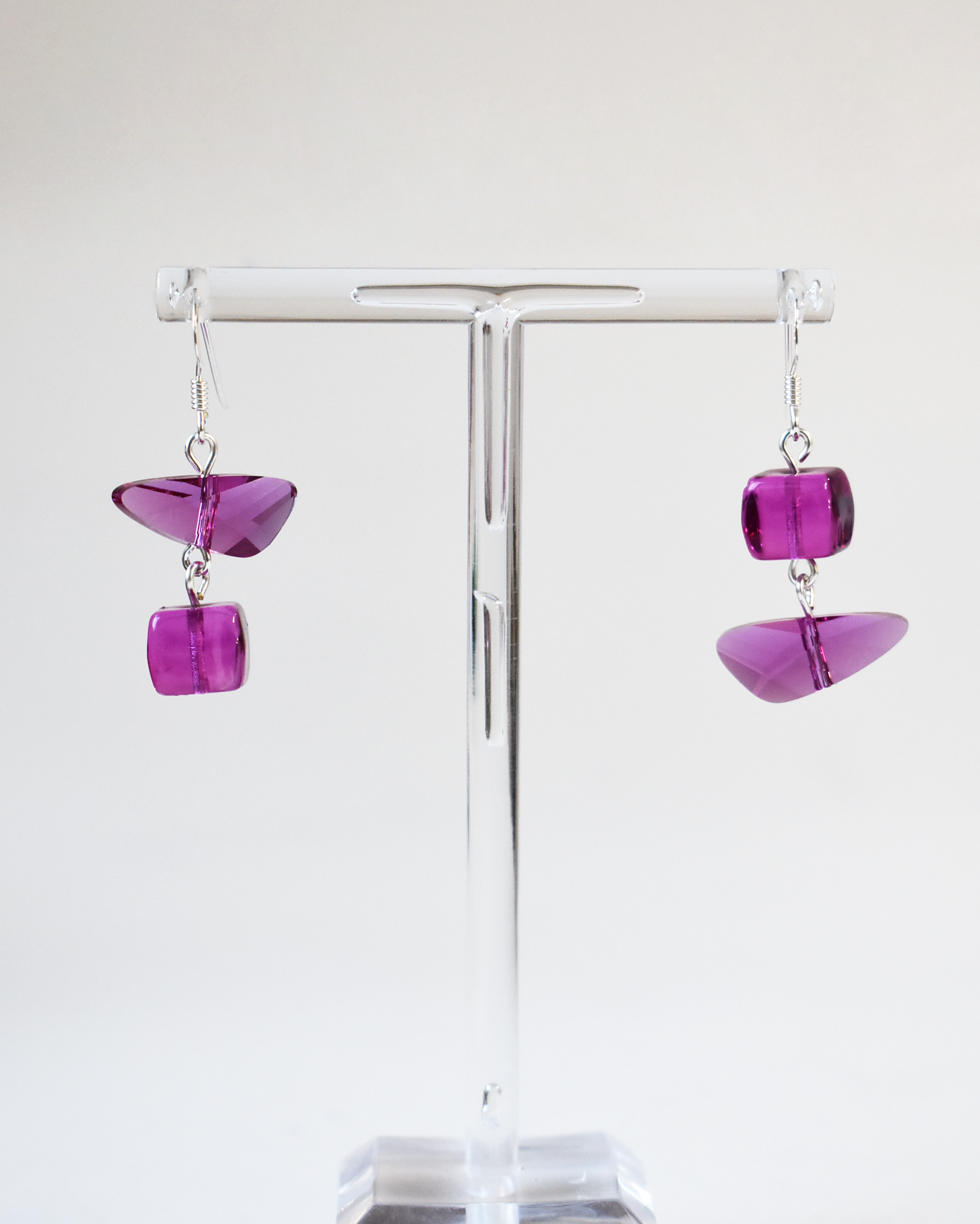 Vibrant Pink Crystal Drop Earrings