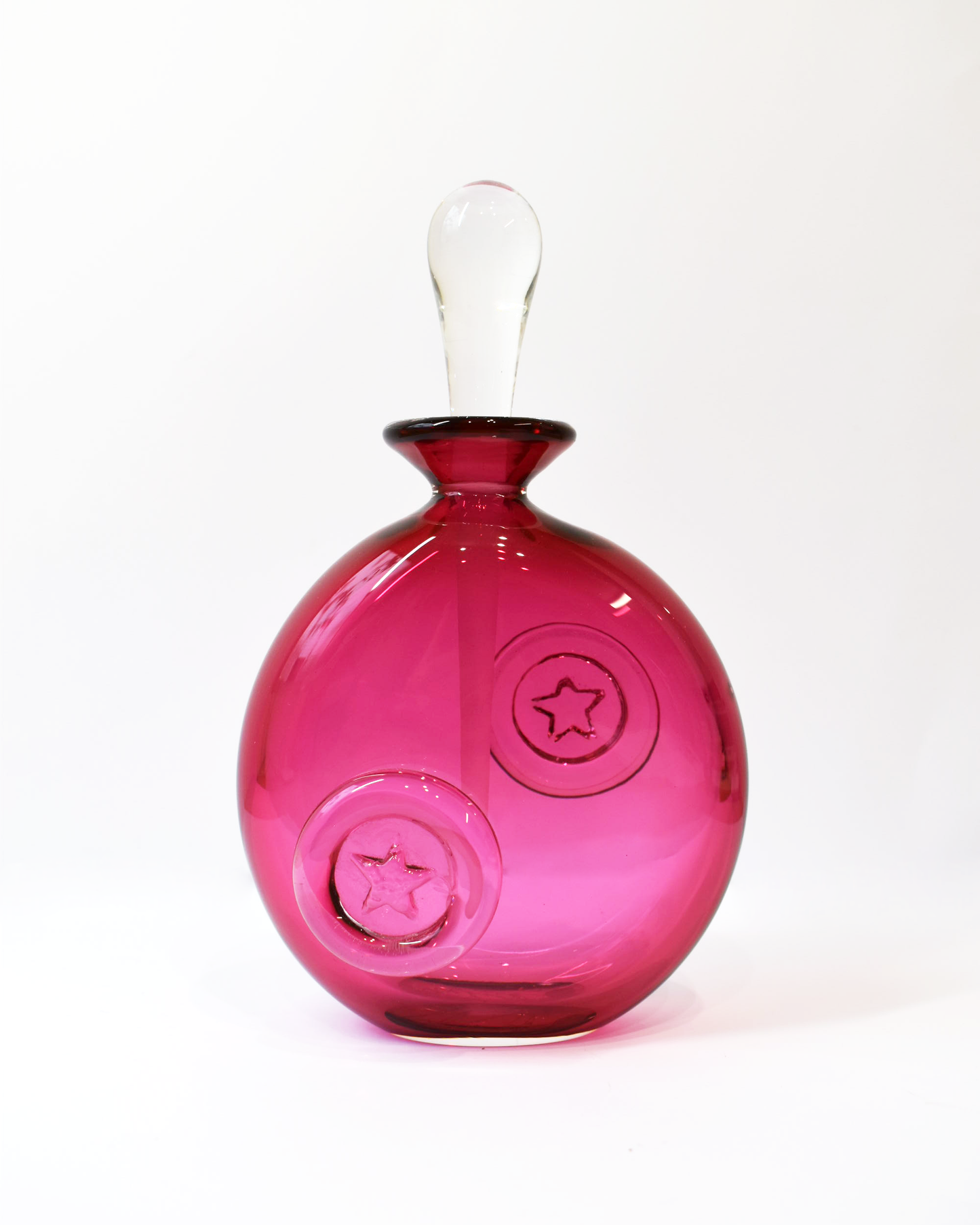 Cranberry Star Blown Perfume Bottle