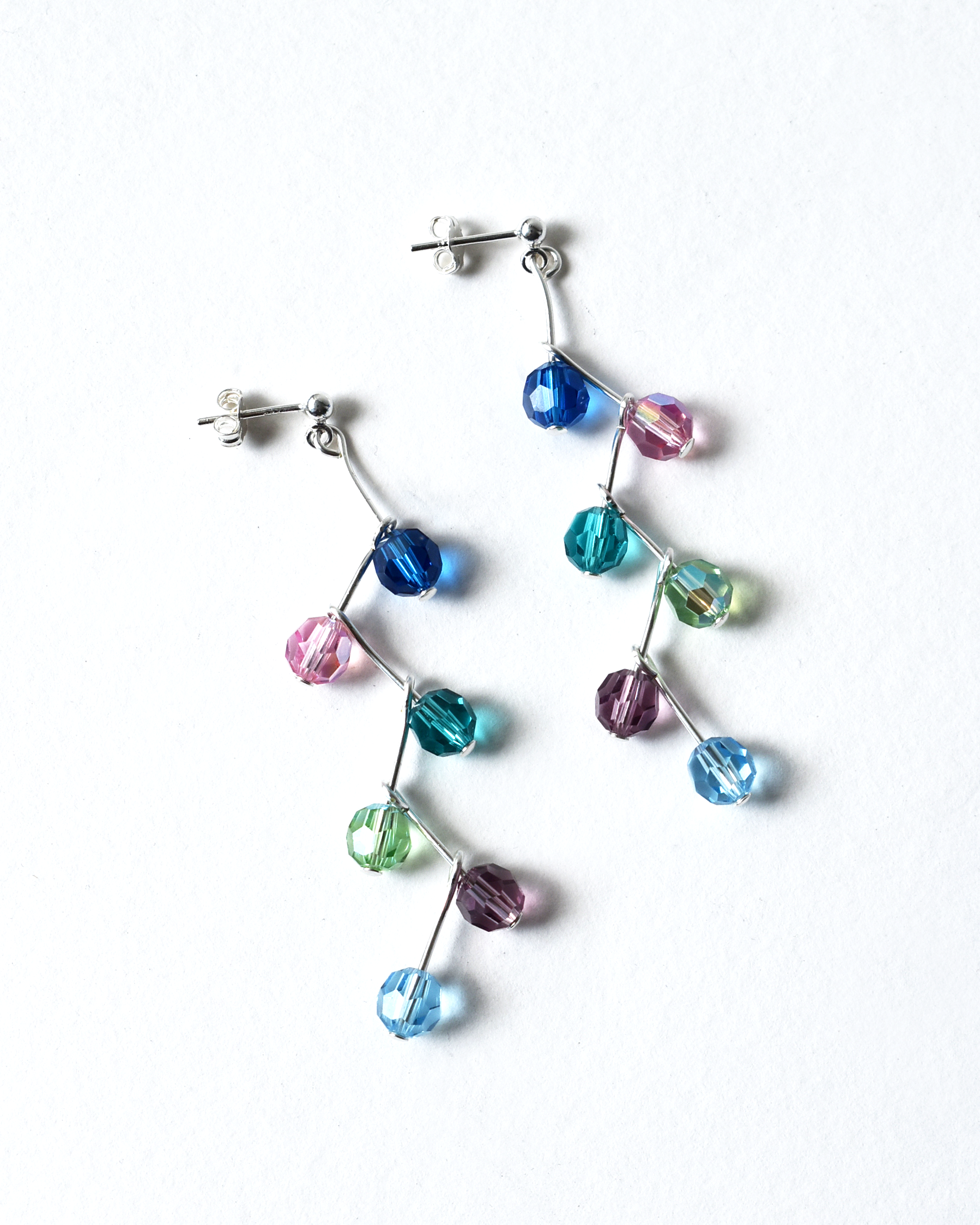 Multicoloured Crystal Pin Drop Earrings
