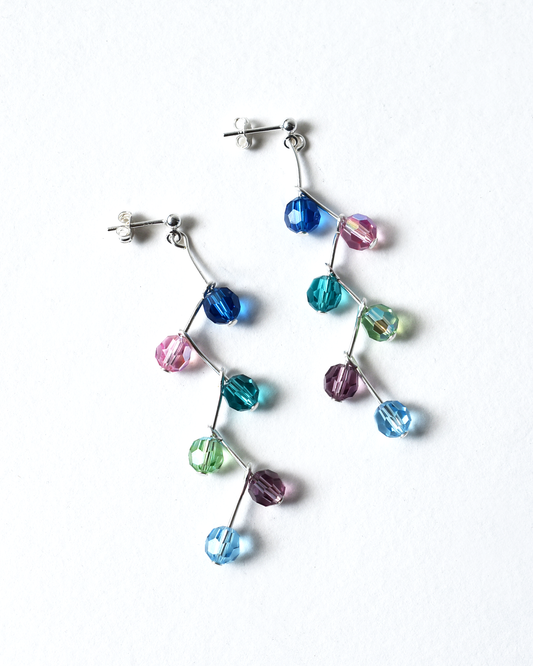 Multicoloured Crystal Pin Drop Earrings